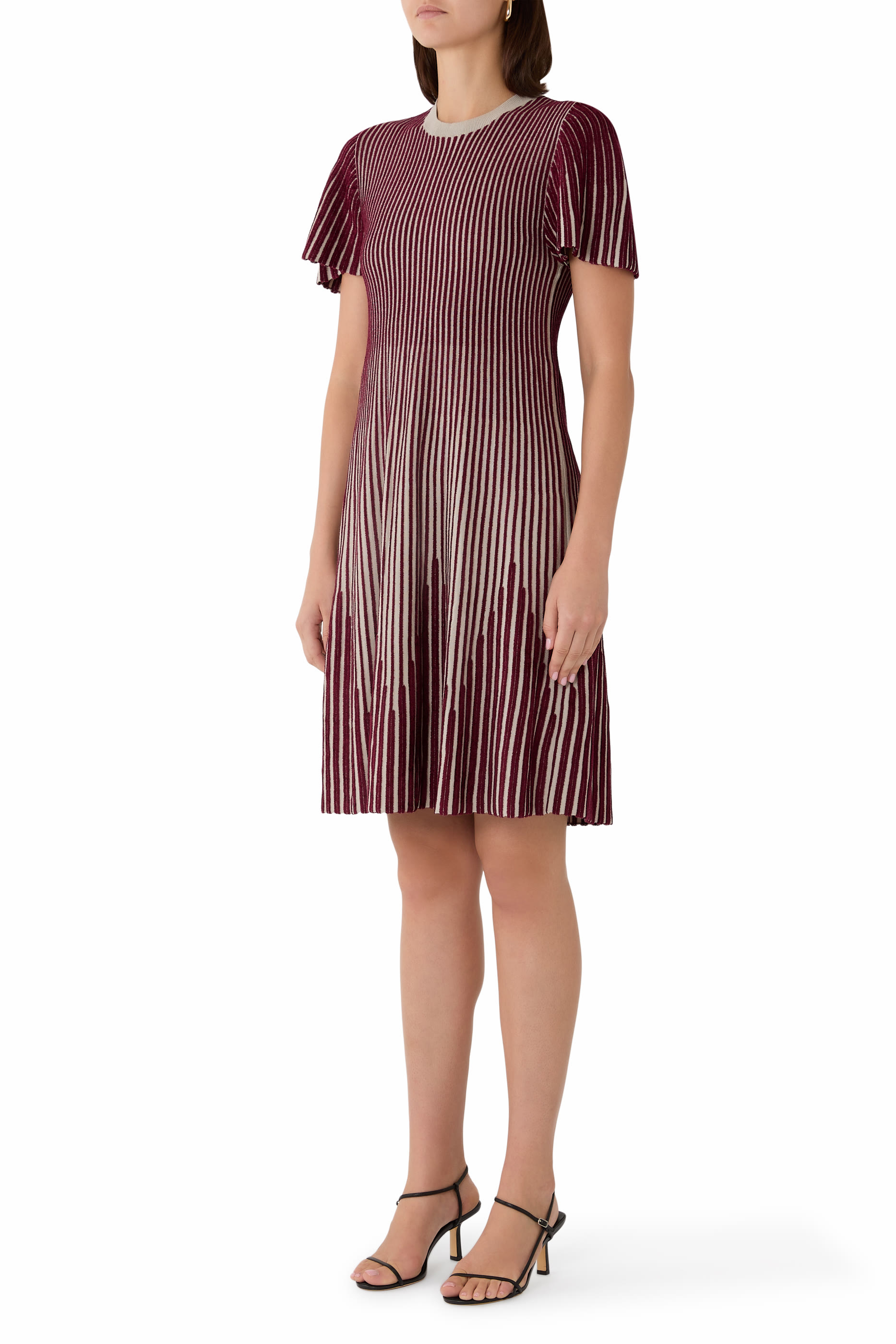 Striped Ottoman Knit Midi Dress