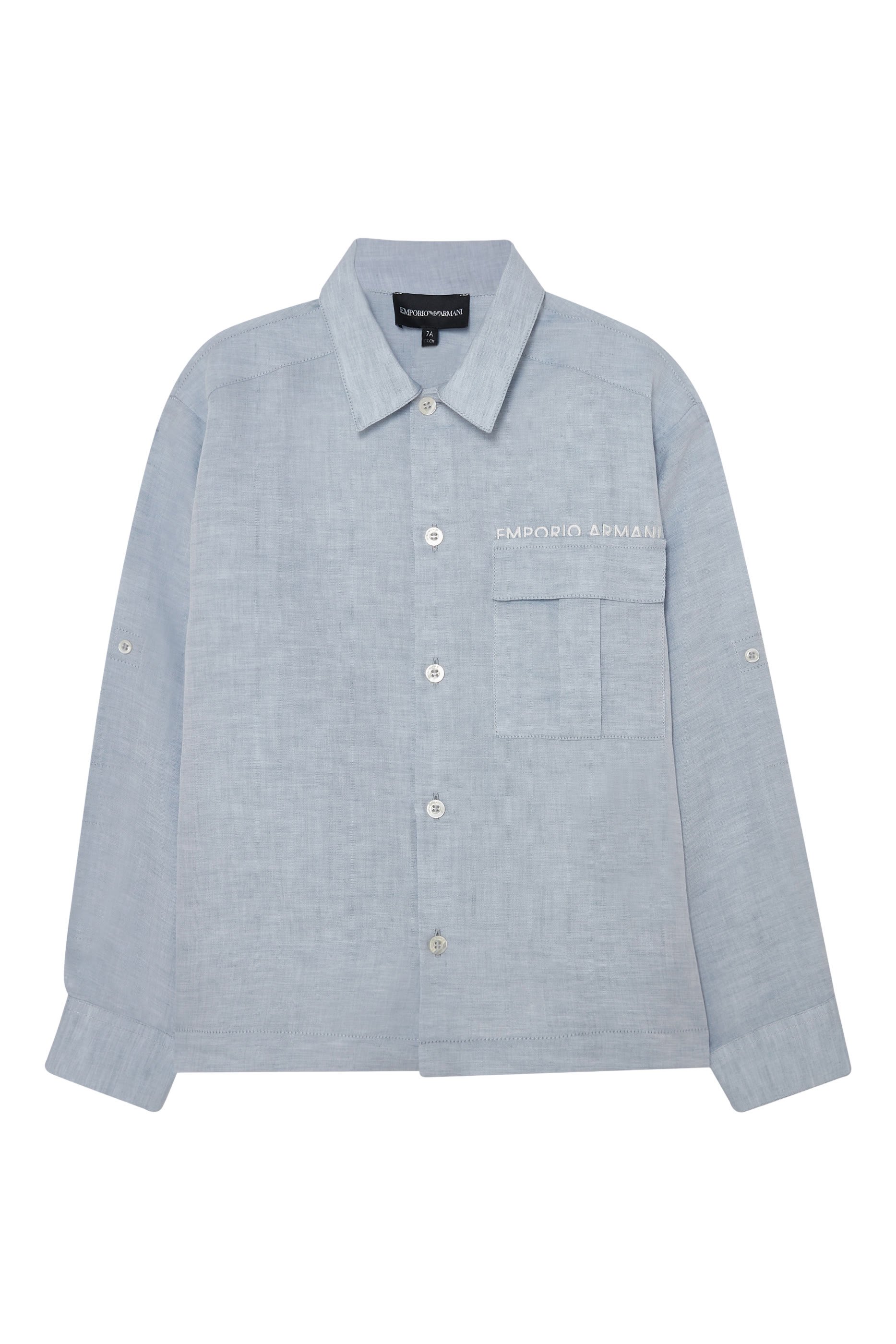 Kids Embroidered EA Text Pocket-Detail Shirt