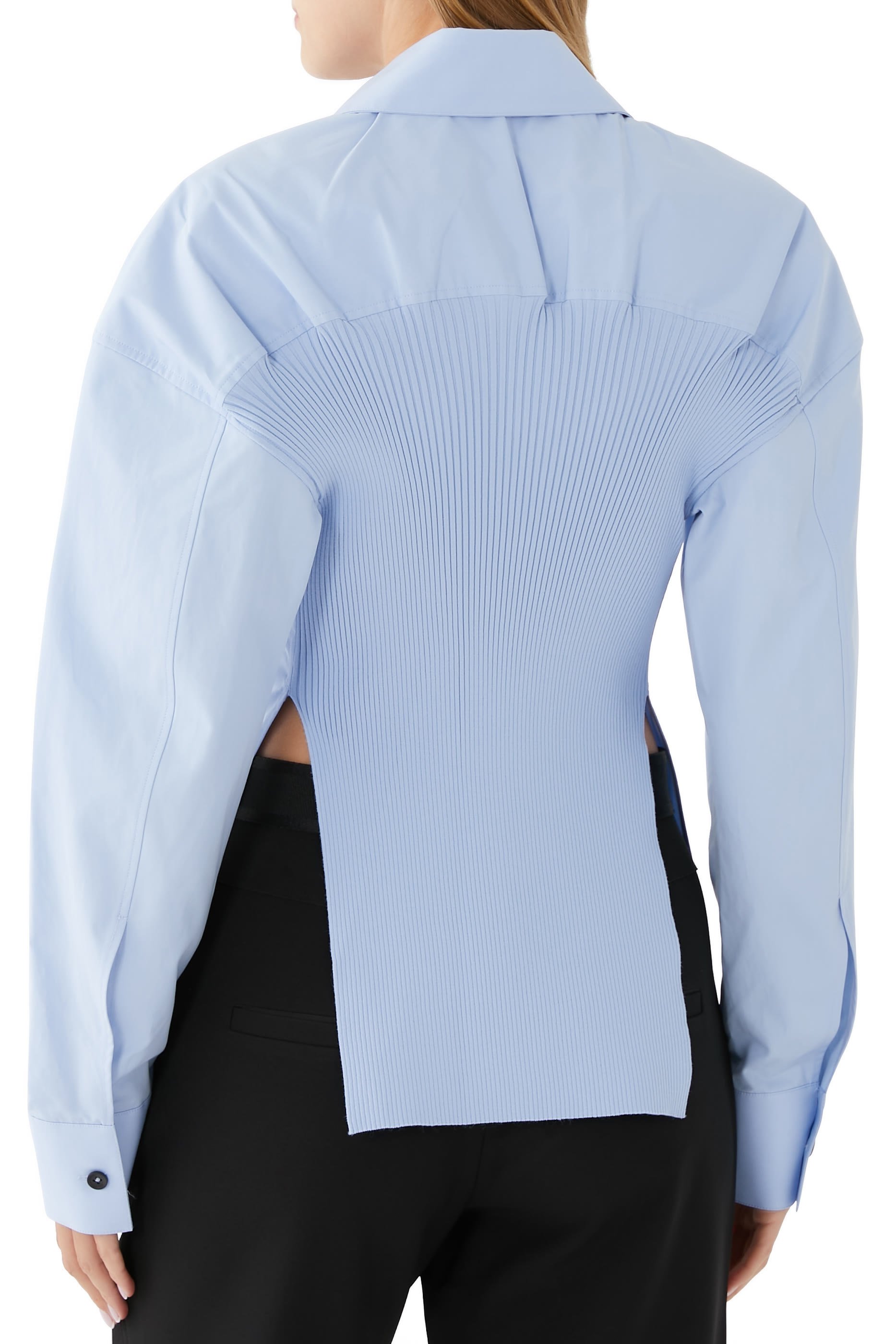 Cinched Waist Ribbed Back Shirt