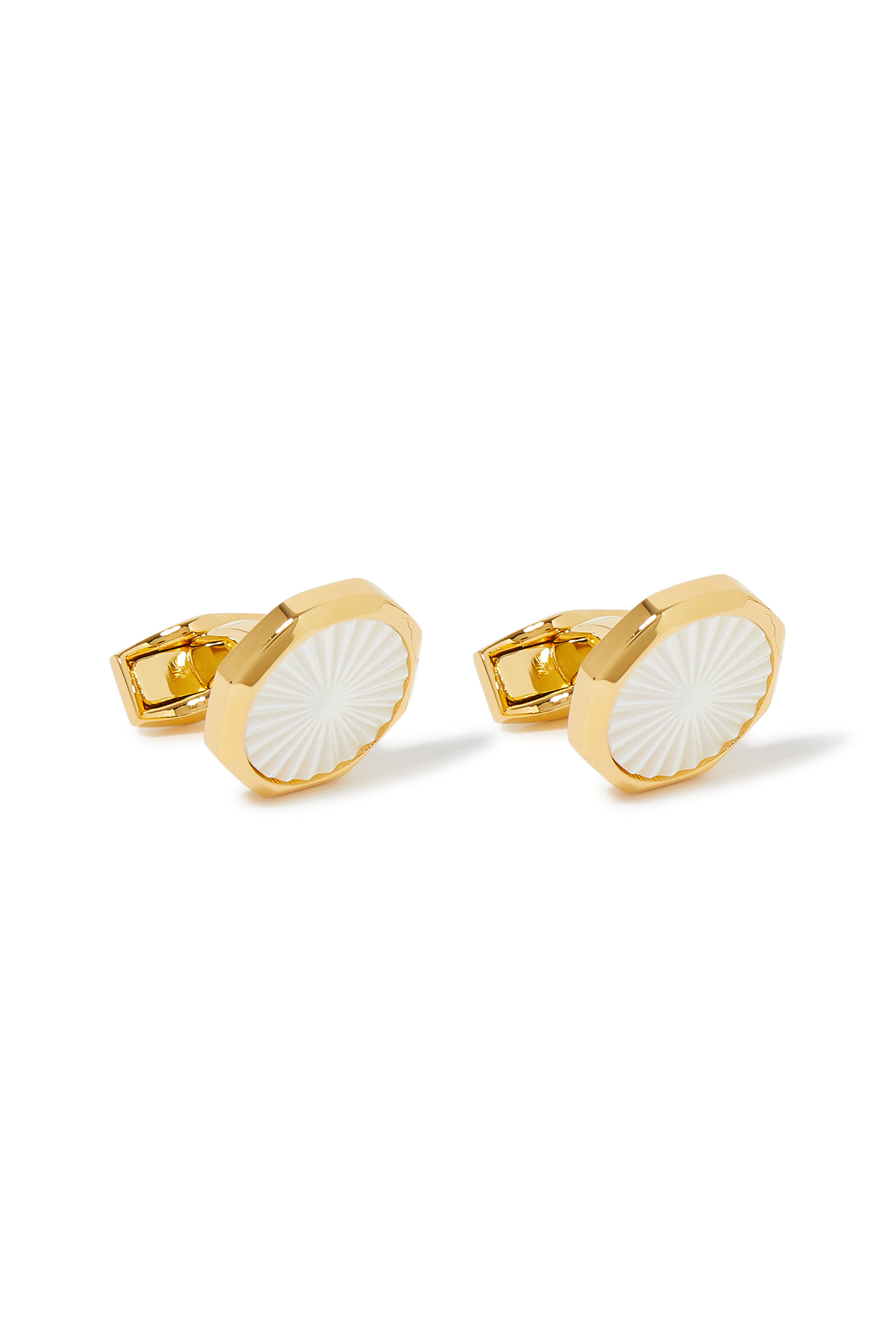 Octagon Guilloche Cufflinks, Gold