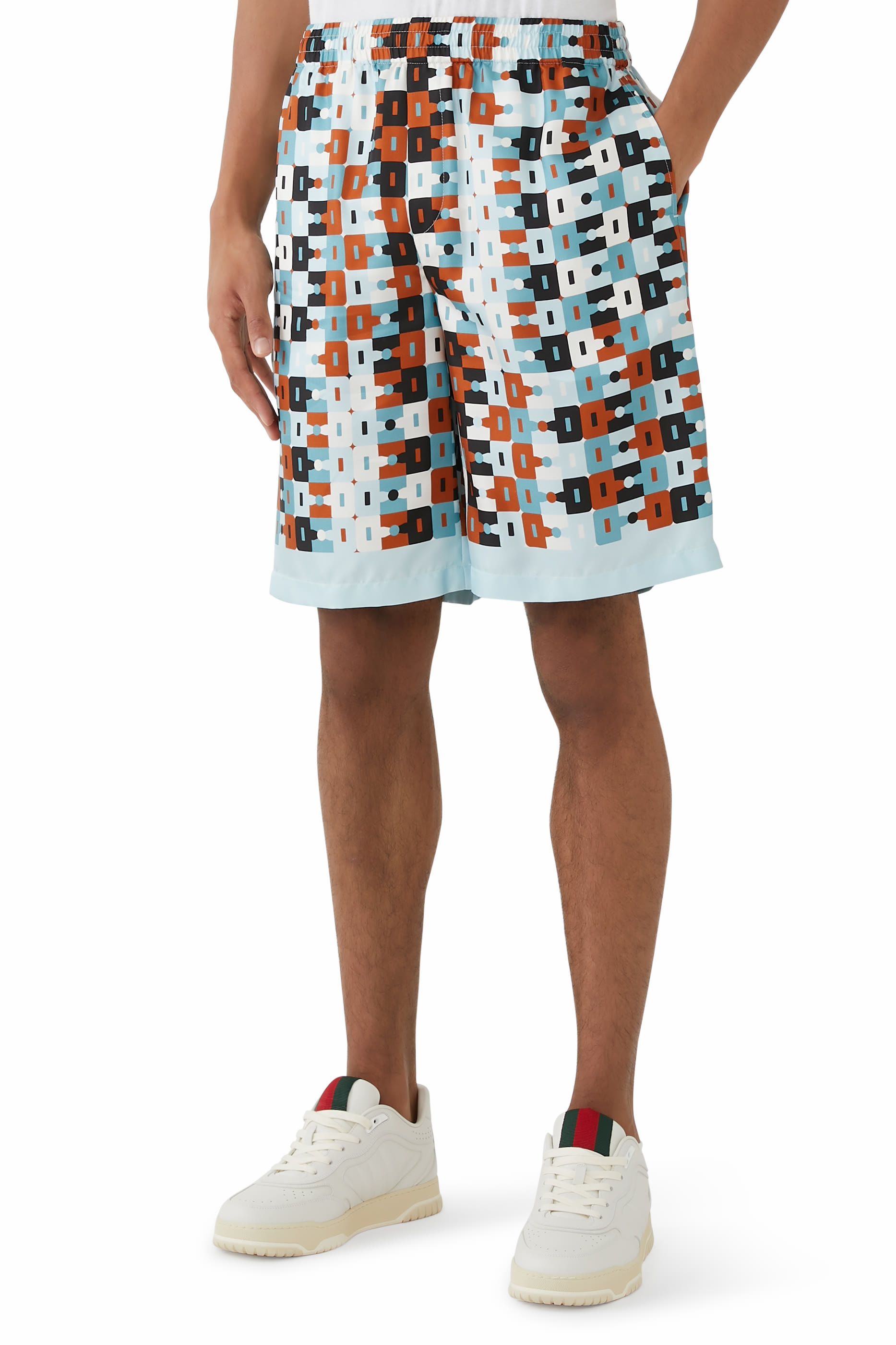Printed Silk Twill Shorts