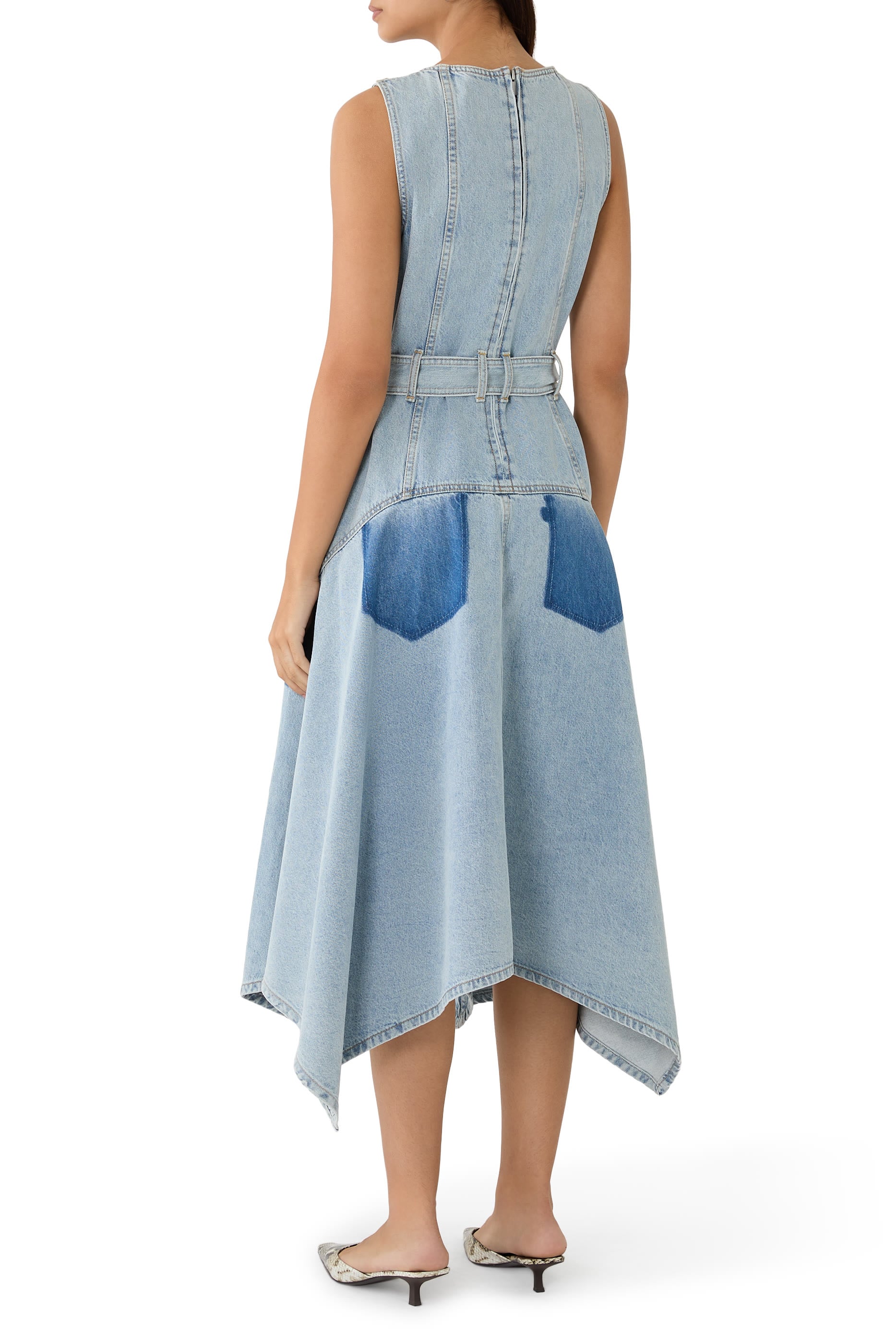 Ghost Patch Sleeveless Belted Midi Dress