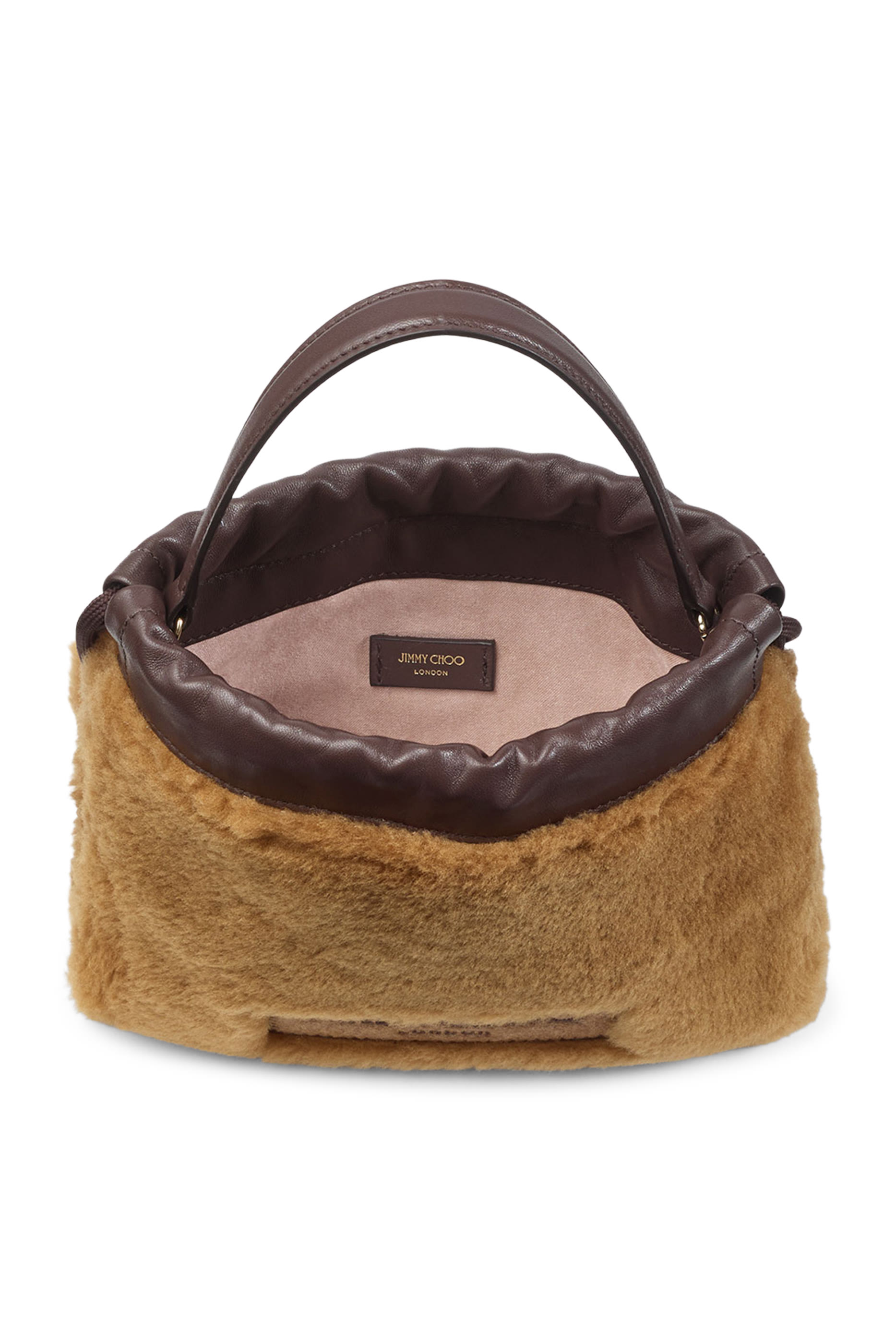 Logo Shearling Drawstring Pouch