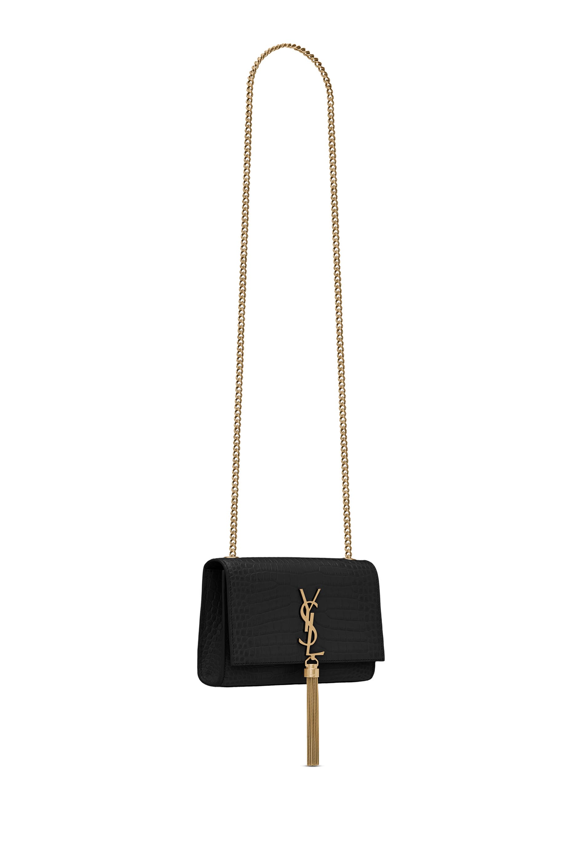  Kate Small Tassel Bag in Crocodile Embossed Leather