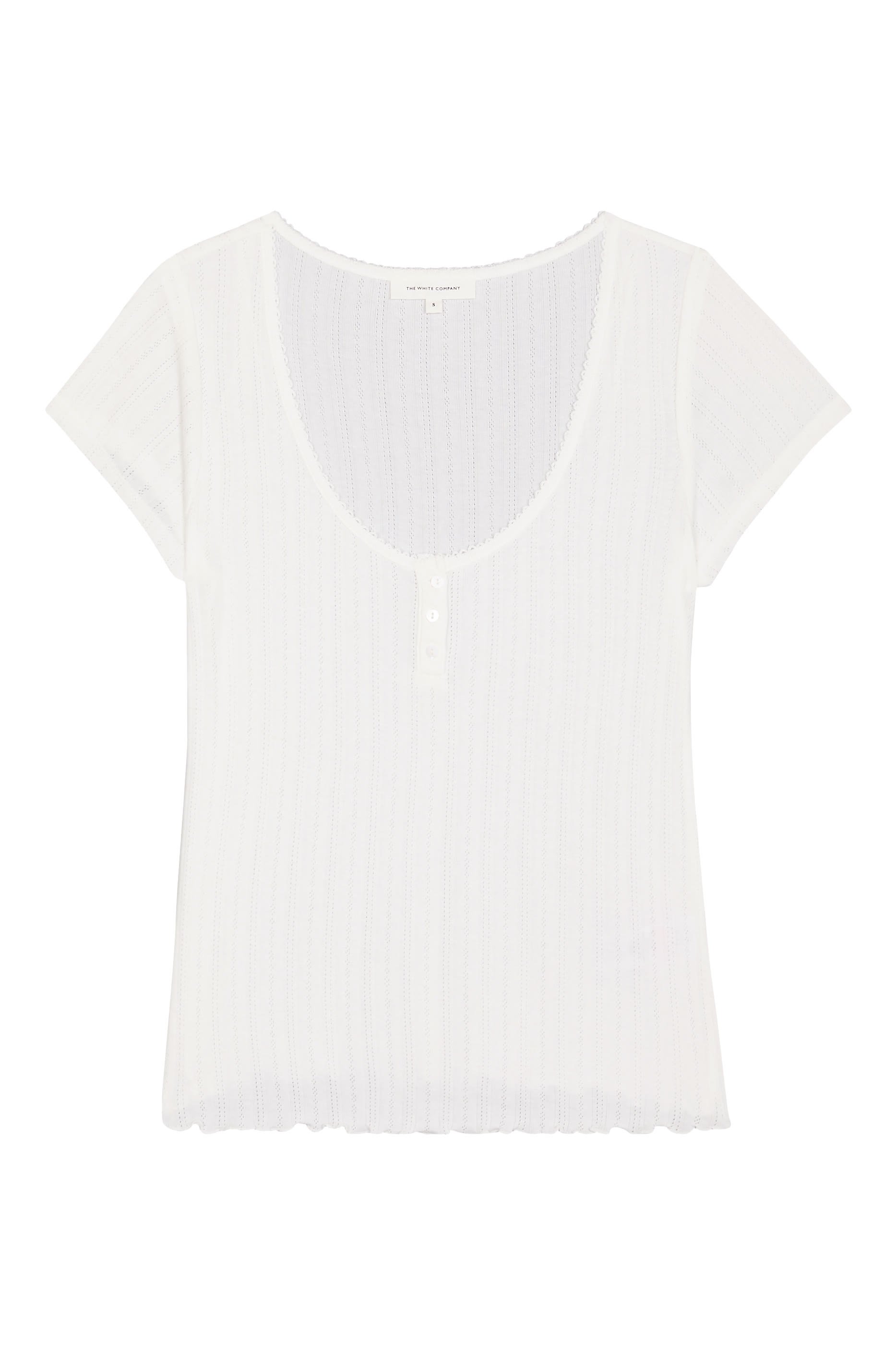  Pointelle Scoop Neck Pajama Top 