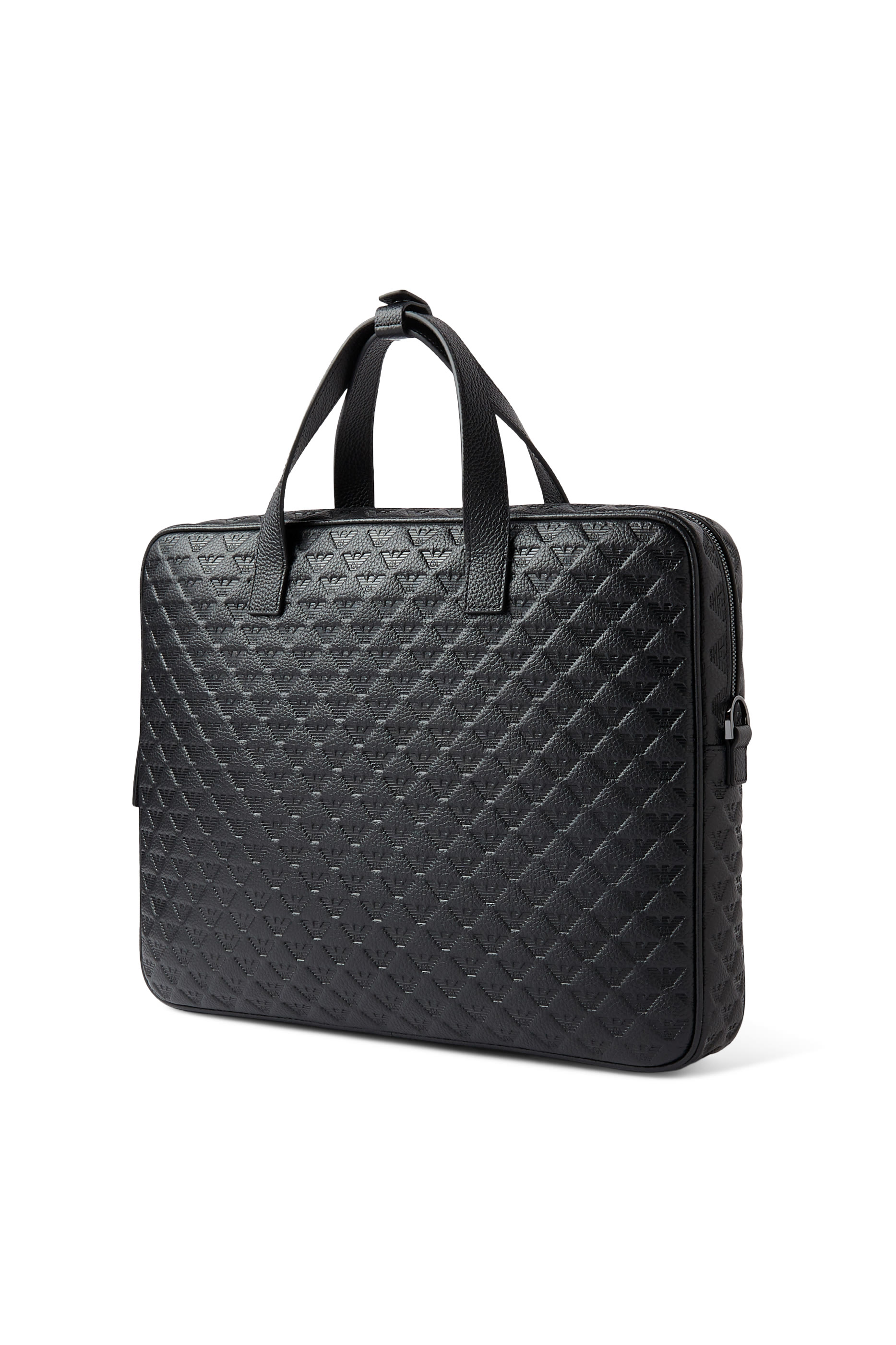 Micro Eagle Logo Leather Briefcase