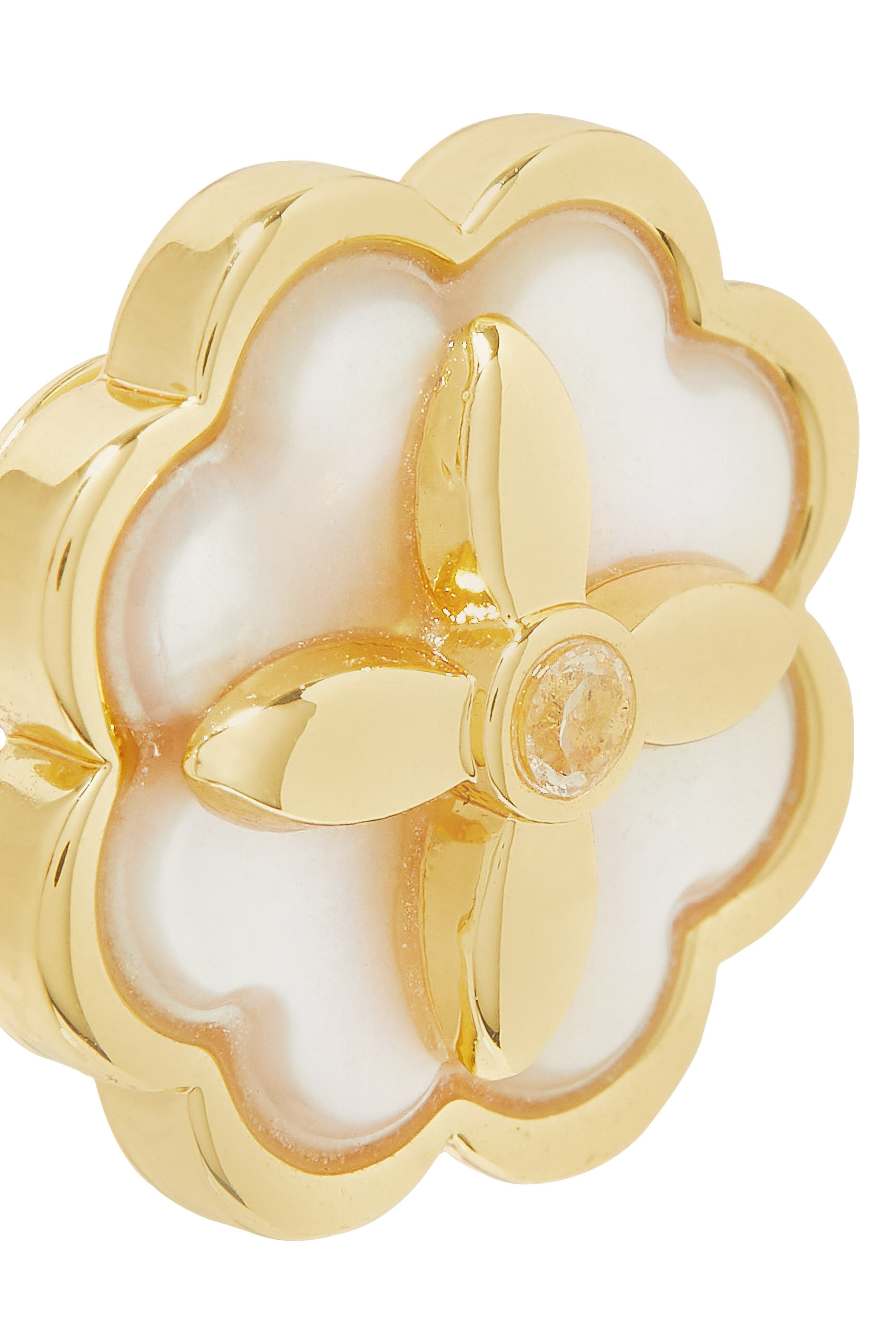 Heritage Bloom Stud Earrings, Plated Metal With Cubic Zirconia & Mother of Pearl