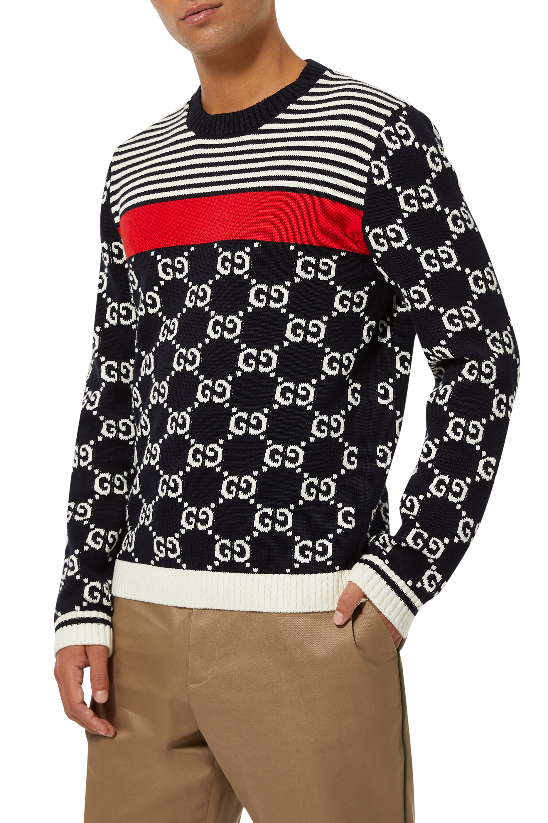 GG And Stripes Jacquard Pullover