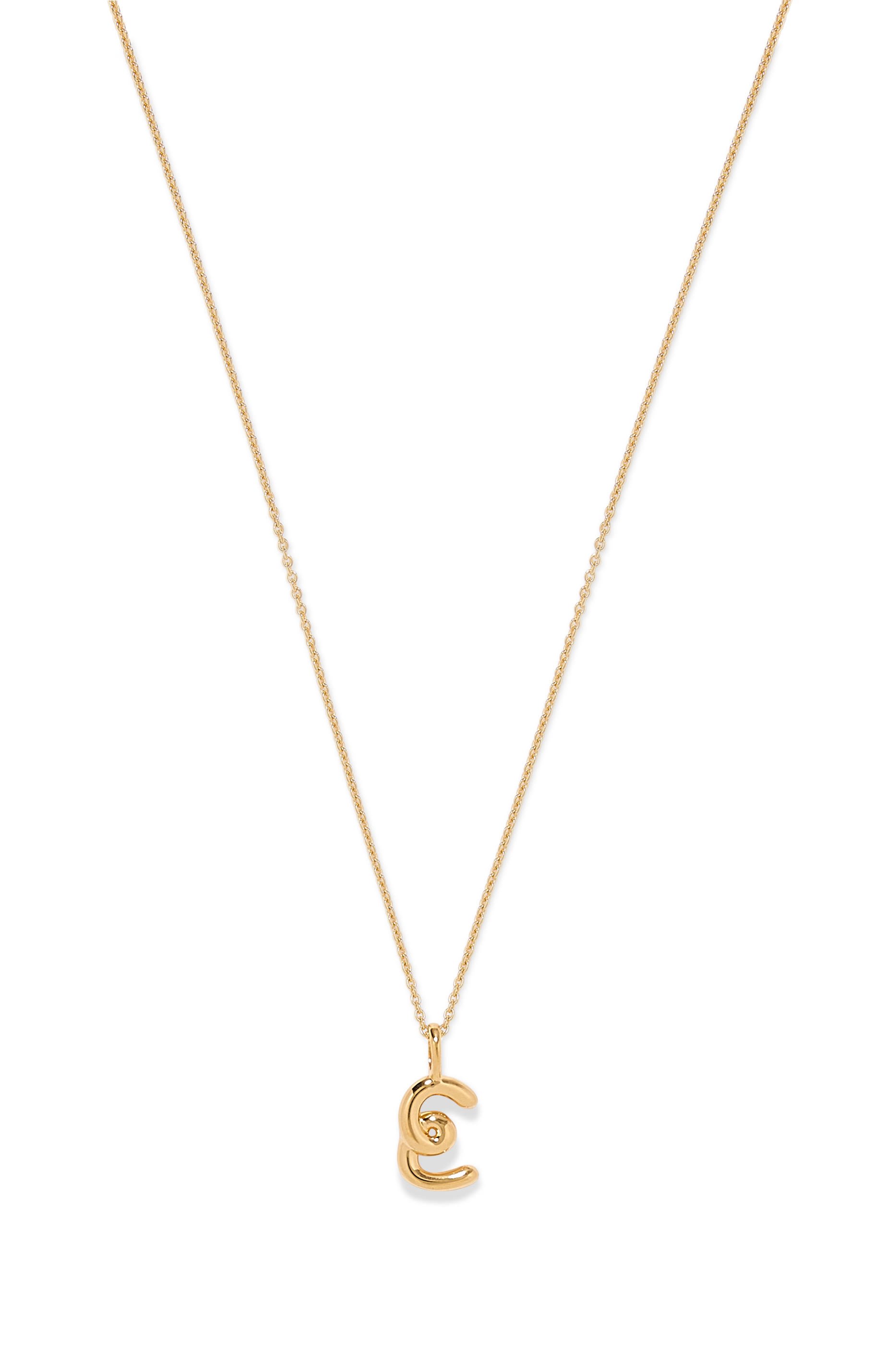 Curly Molten Mini Initial Necklace - E, 18k Recycled Gold Vermeil on Recycled Sterling Silver