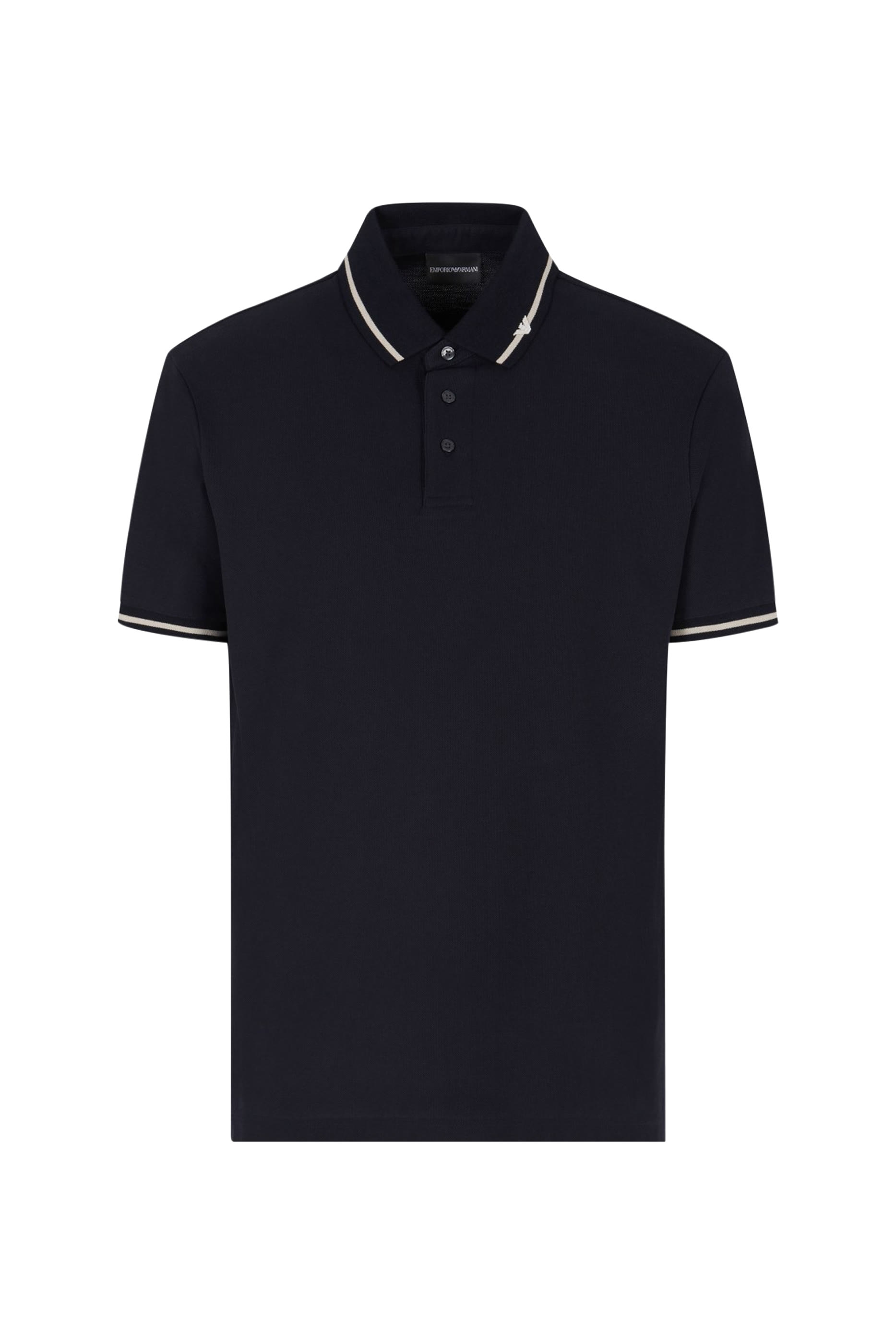 Piqué Polo Shirt with Micro Eagle Embroidery and Trim