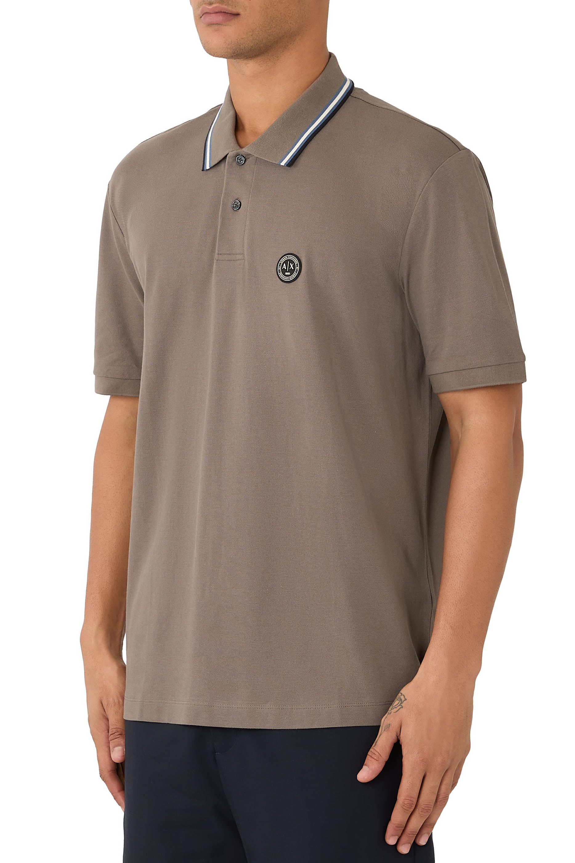 Rib Details Polo Shirt