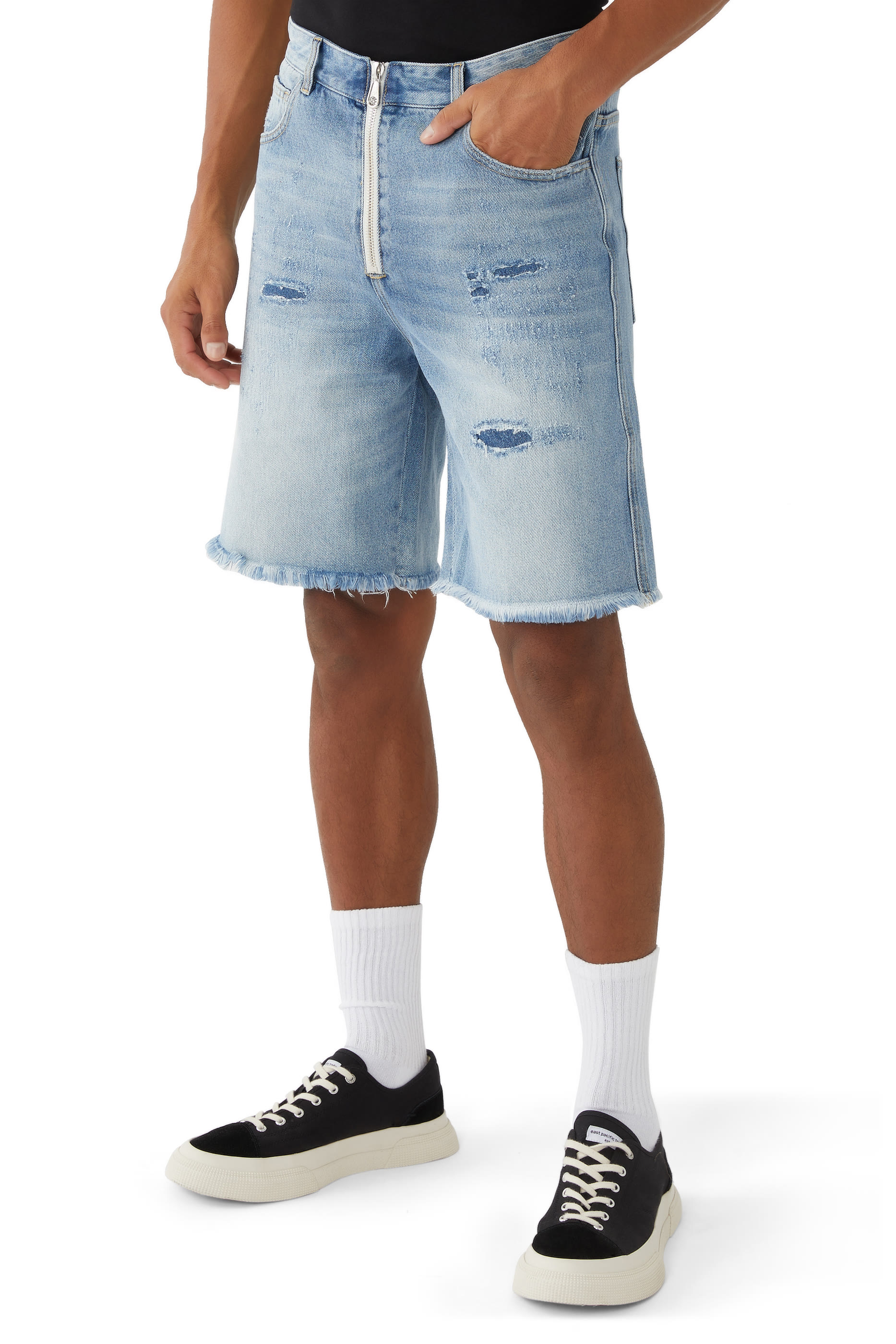 Distressed Denim Shorts