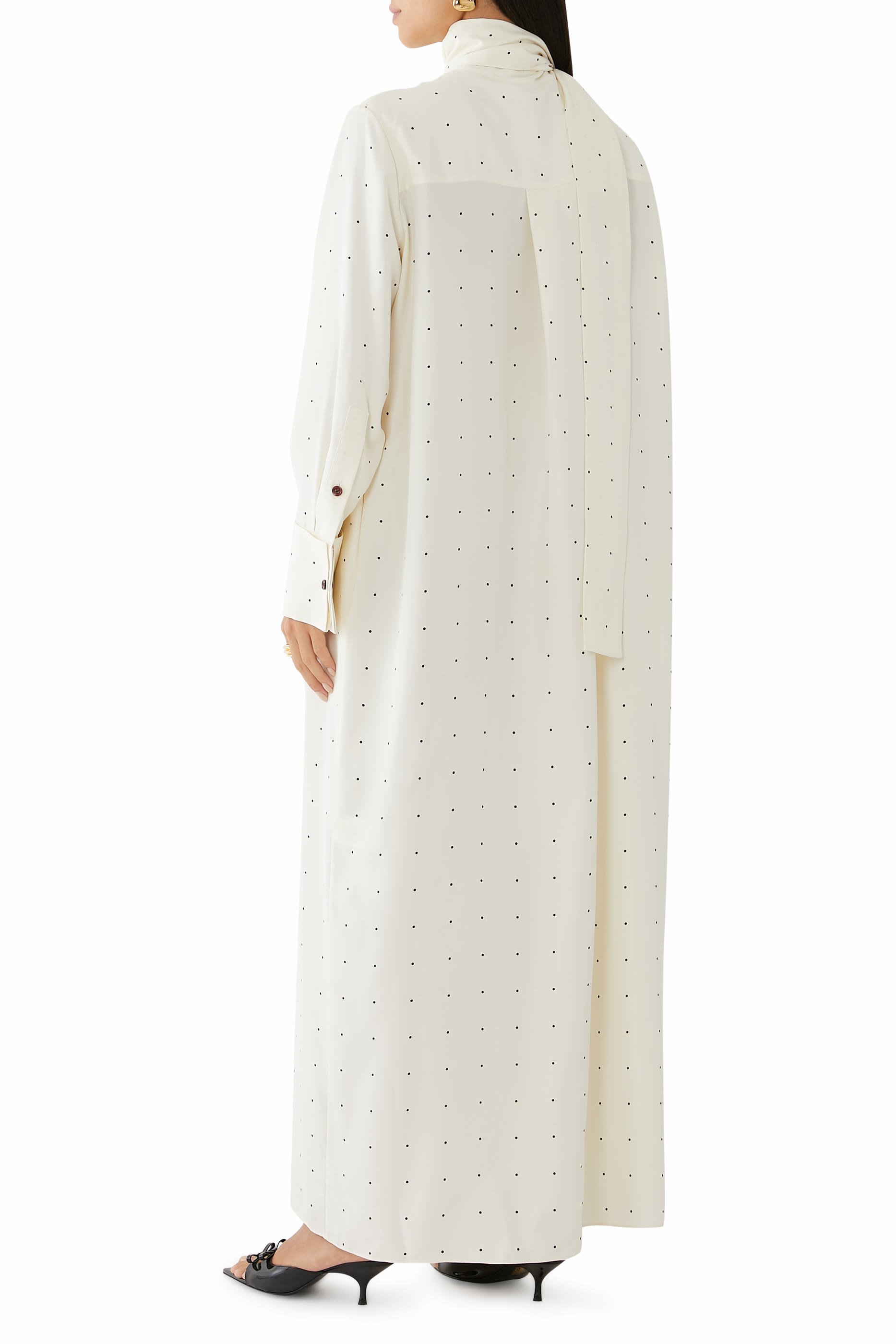 Dotted Silk Foulard Dress