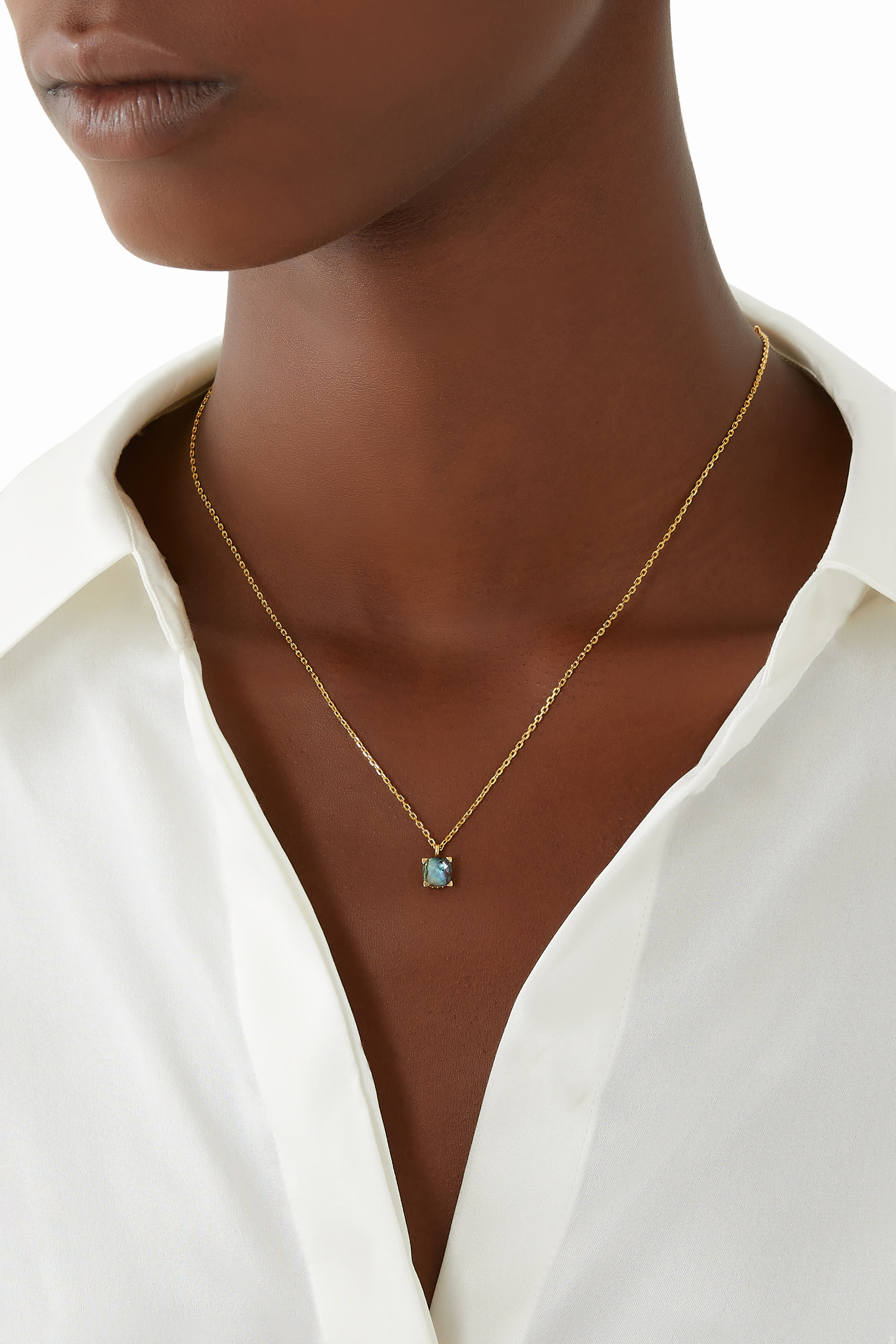 Little Luxuries Square Pendant, Plated Metal & Cubic Zirconia