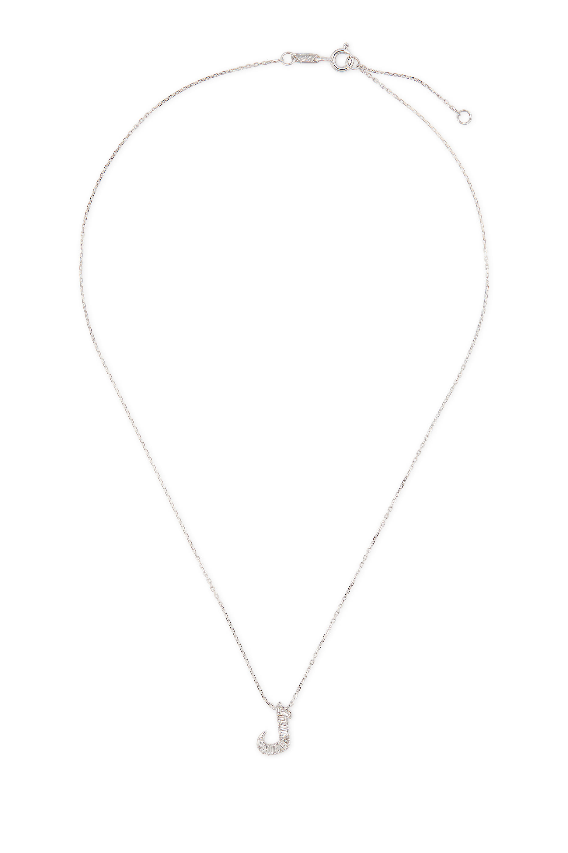 Oula Letter Chain Pendant, 18k White Gold & Diamonds