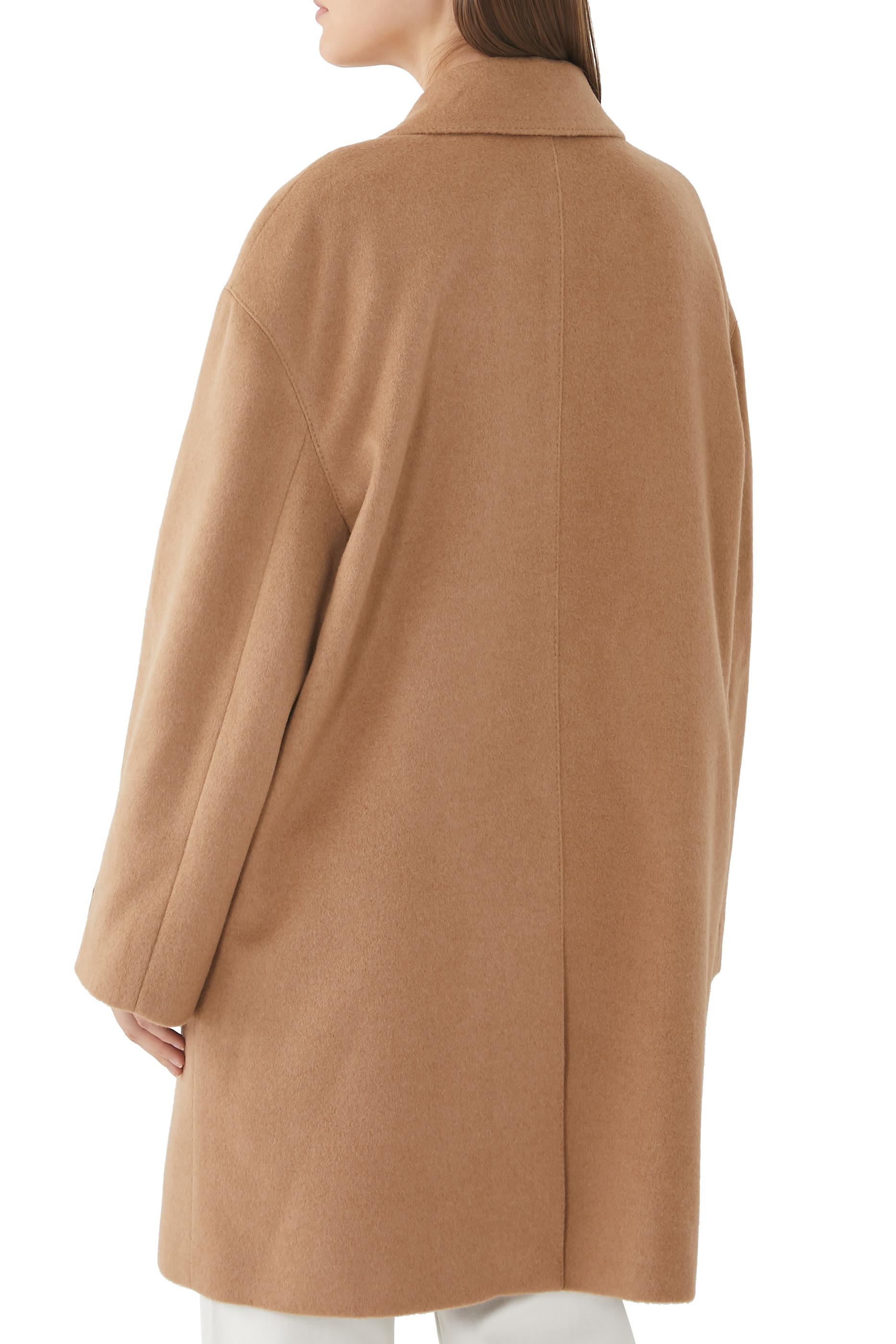 Embroidered Label Camel Coat