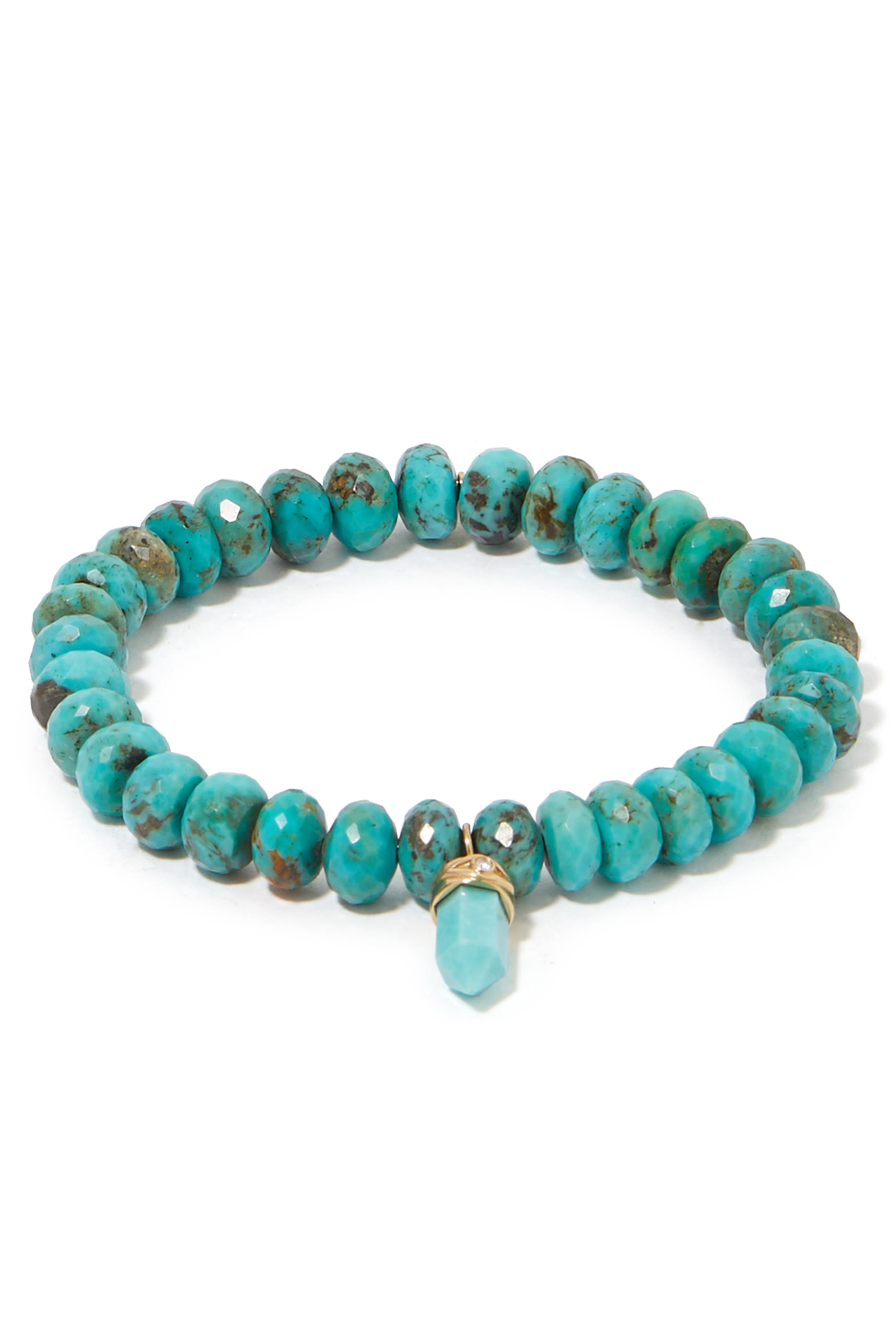 Evil Eye Charm Turquoise Bracelet, 14K Yellow Gold & Diamond