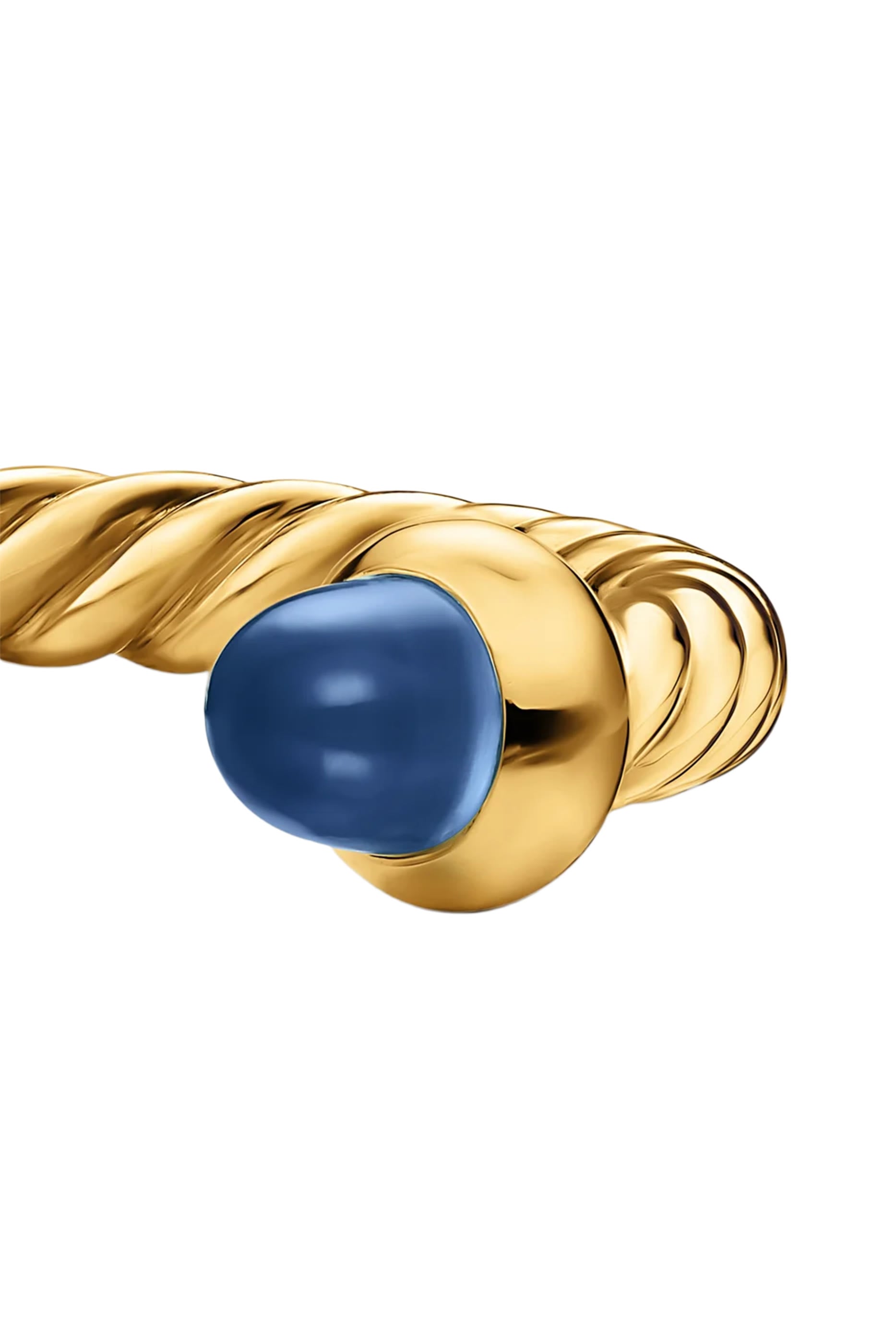 Micro Cablespira&reg; Flex Open Ring, 18K Yellow Gold with Blue Sapphires