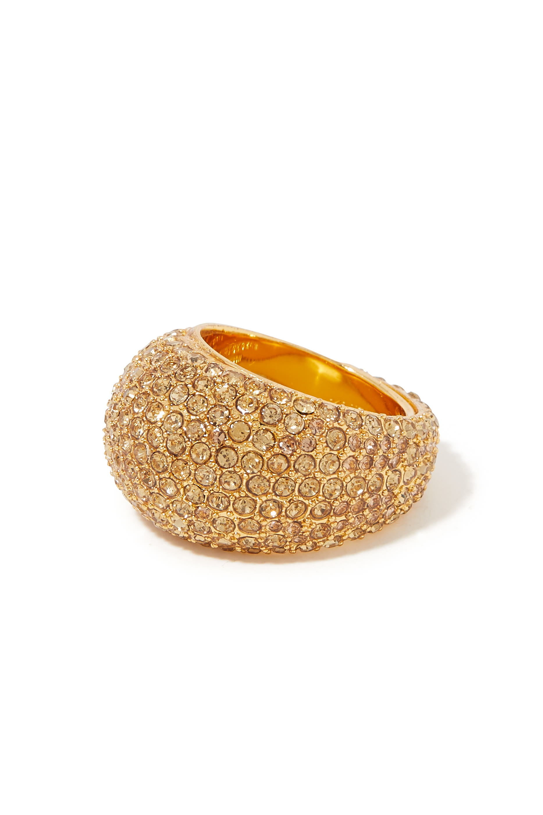 Pave Dome Ring, Brass & Crystals