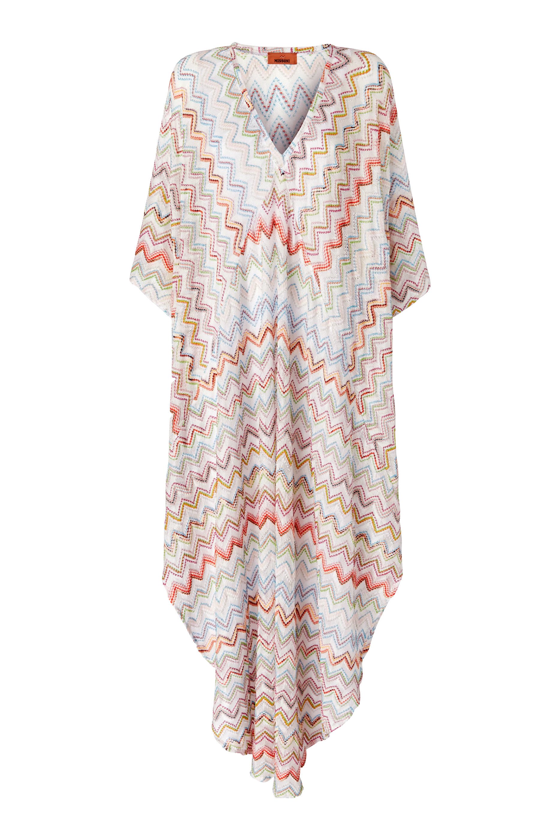 Long Kaftan with 3D Zigzag Lam&eacute; and Batwing Sleeves