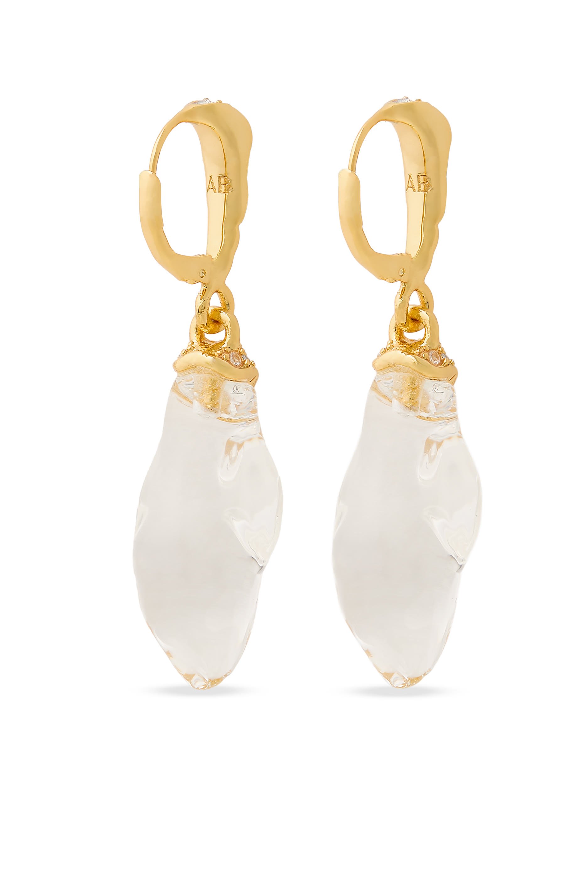 Liquid Lucite Crystal Pav&eacute; Leverback Earrings