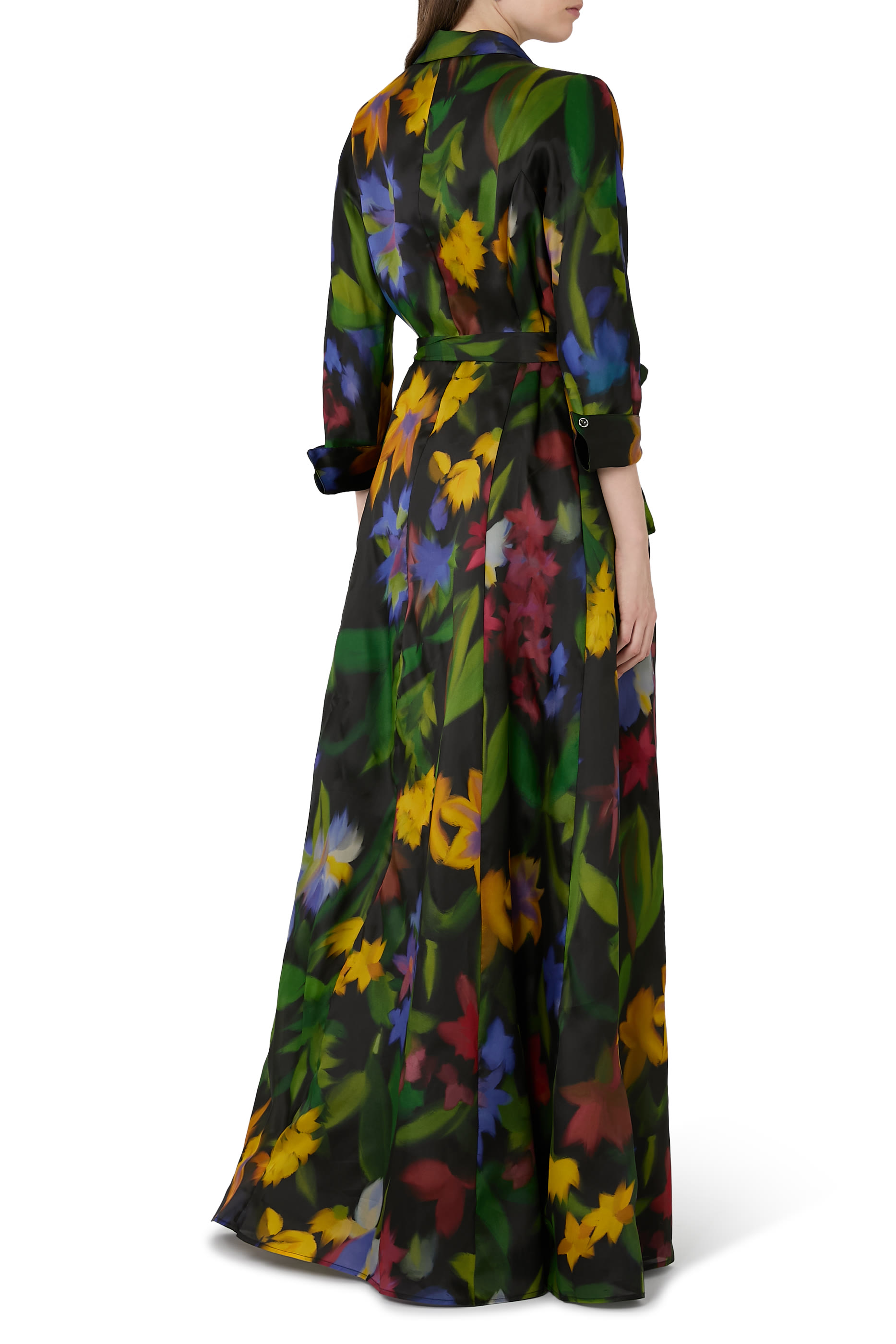 Floral Print Organza Shirt Gown