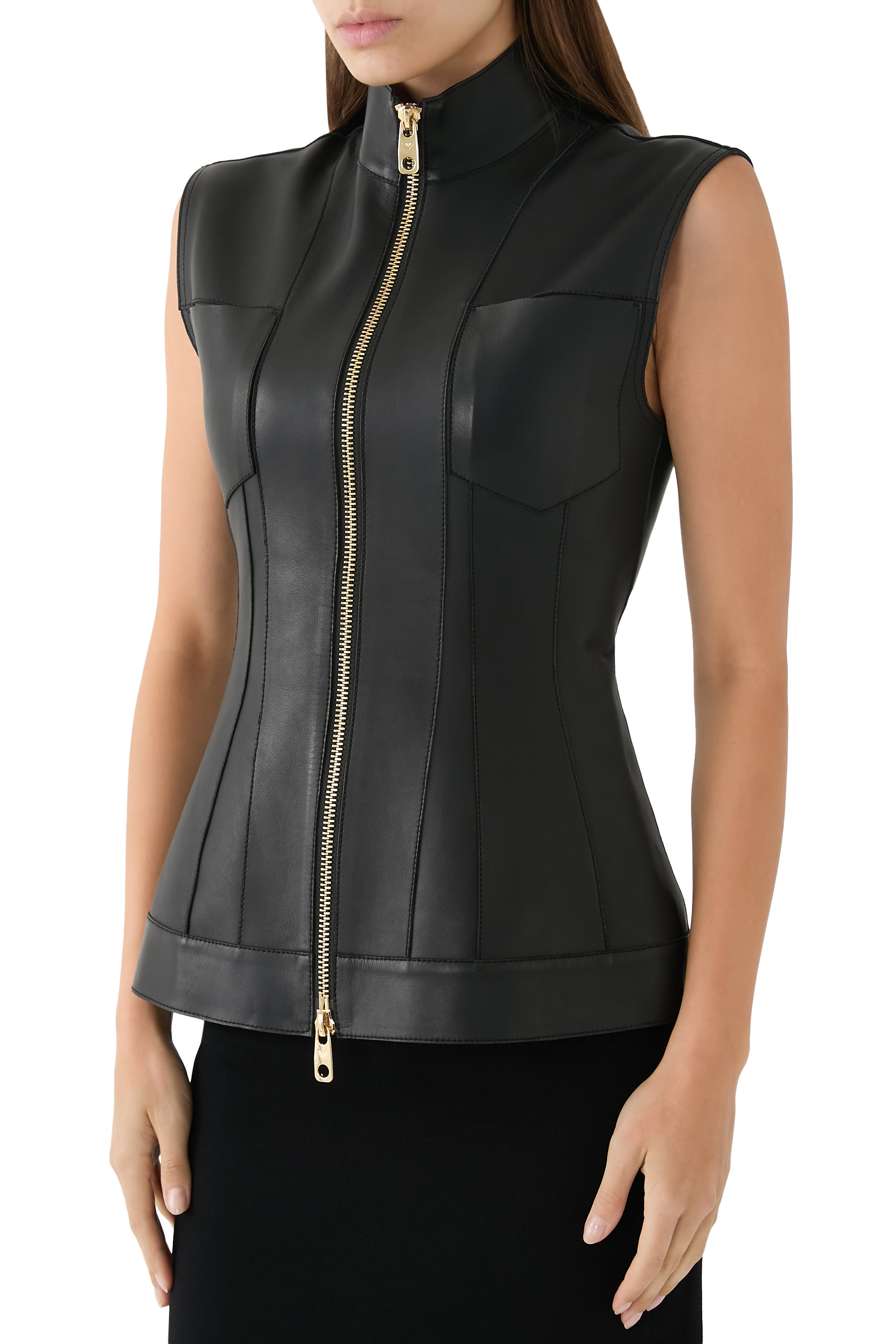  Zip-Up Leather Vest