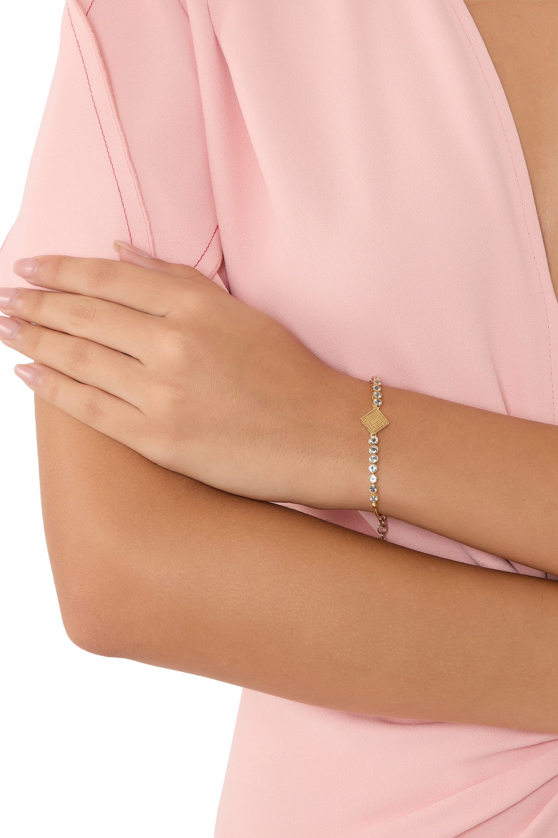 Kufic Script Bracelet,  18K Yellow Gold & Topaz