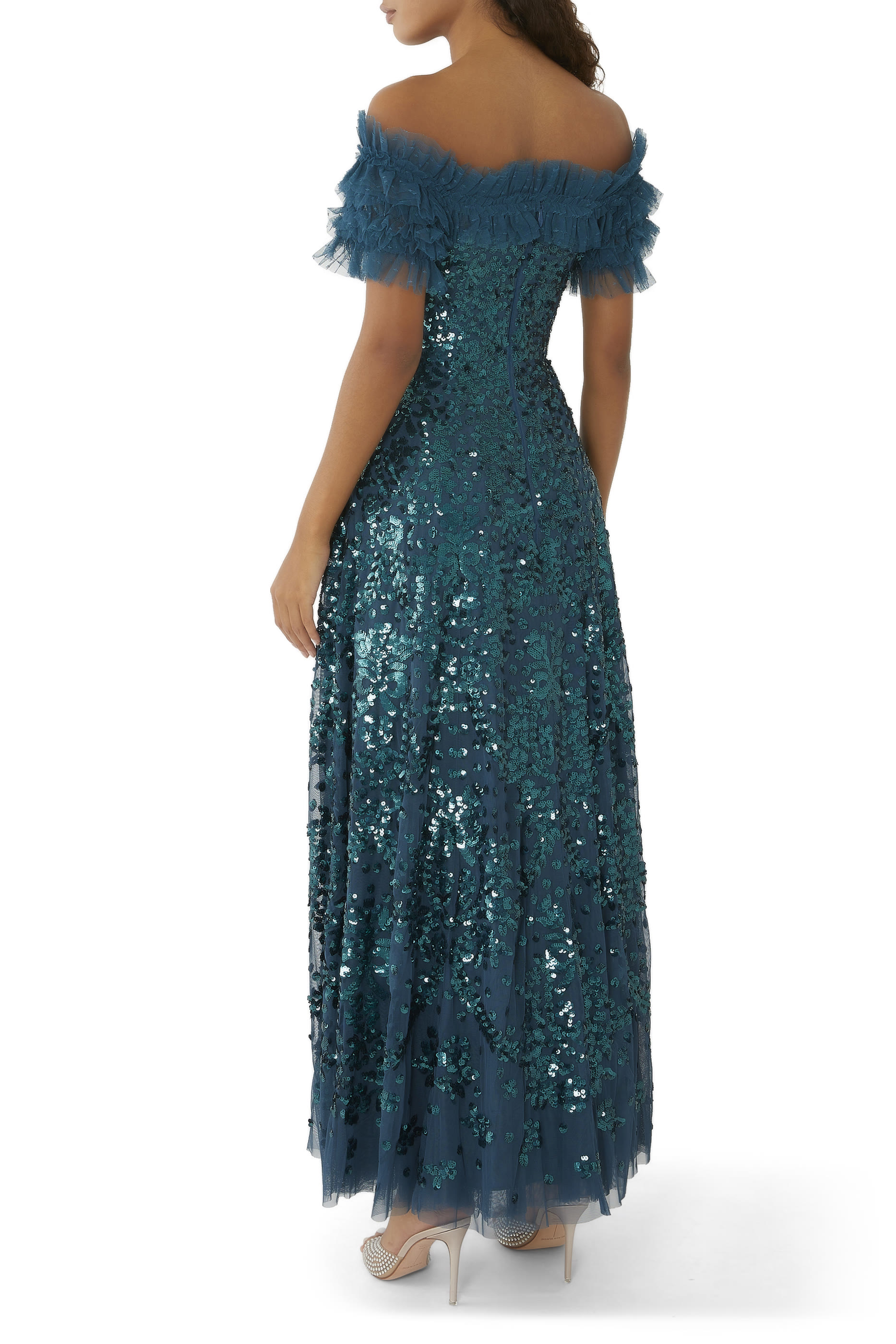 Sequin Off-Shoulder Gown