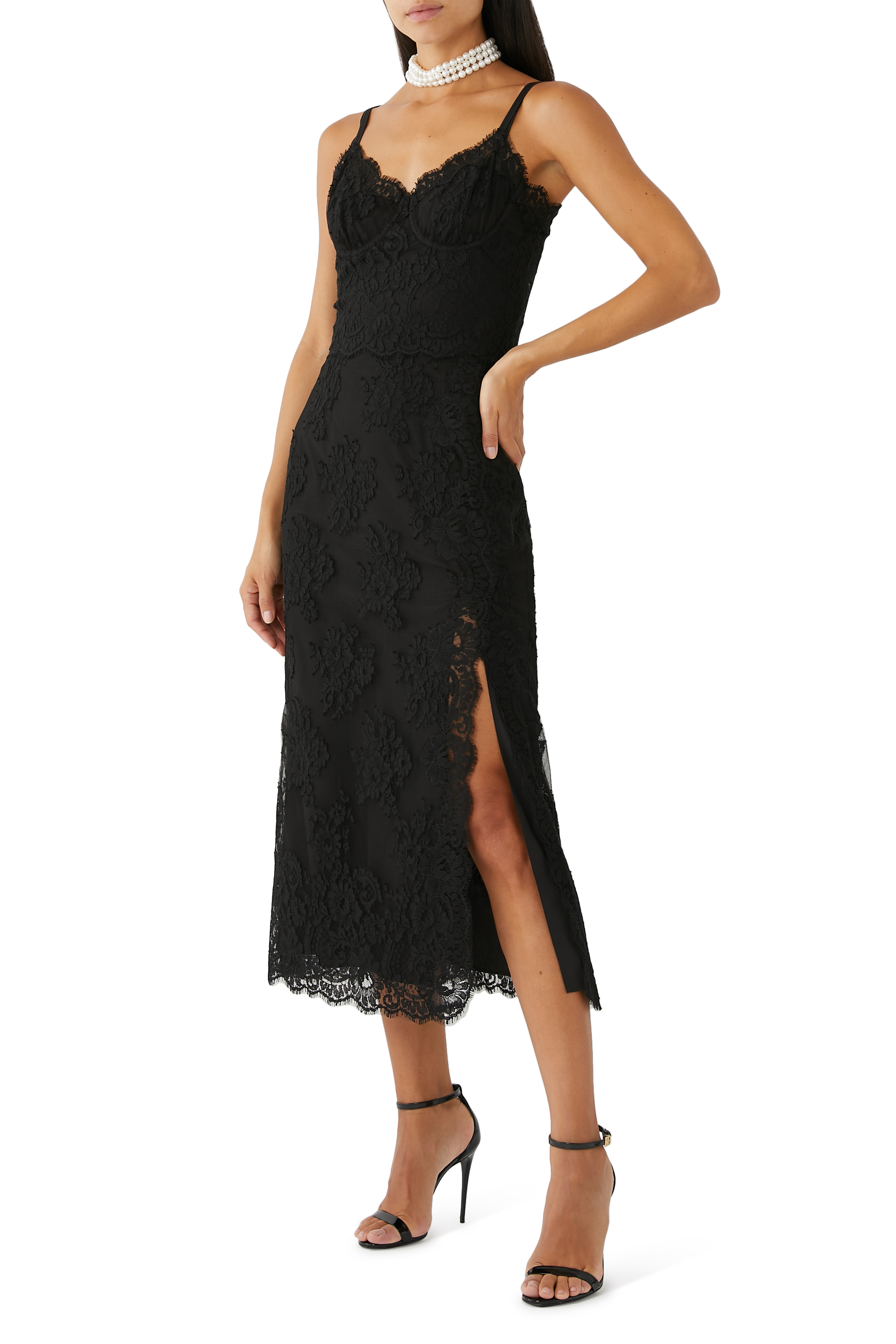 Lace Calf-Length Slip Dress