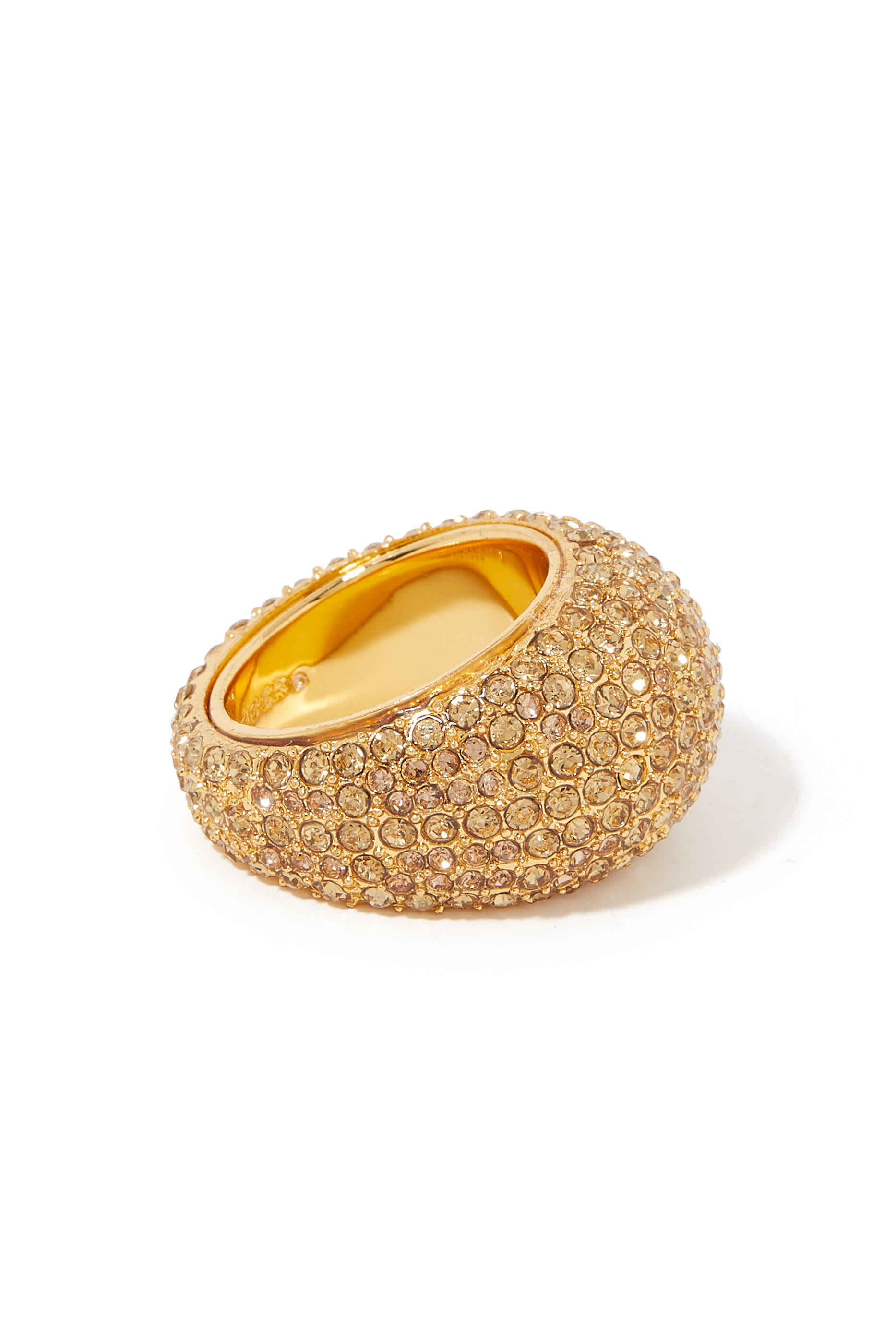 Pave Dome Ring, Brass & Crystals