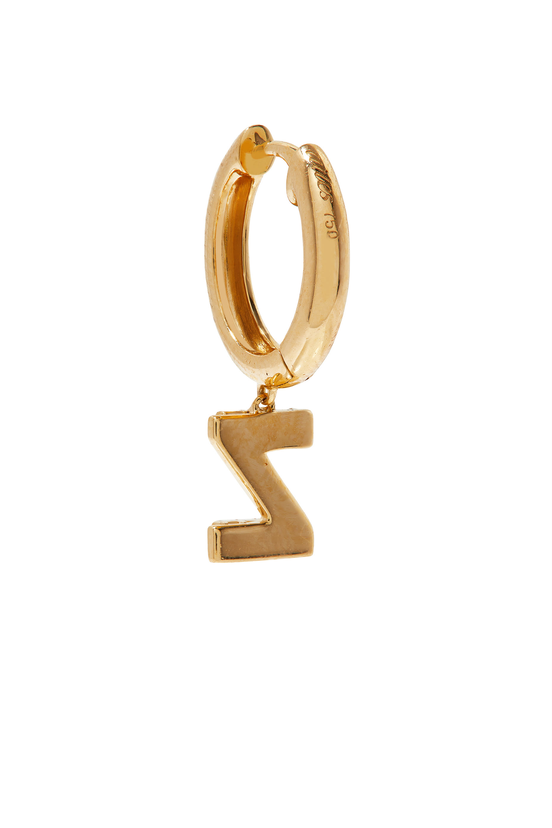 Z Huggie Earring, 18k Yellow Gold & Diamonds