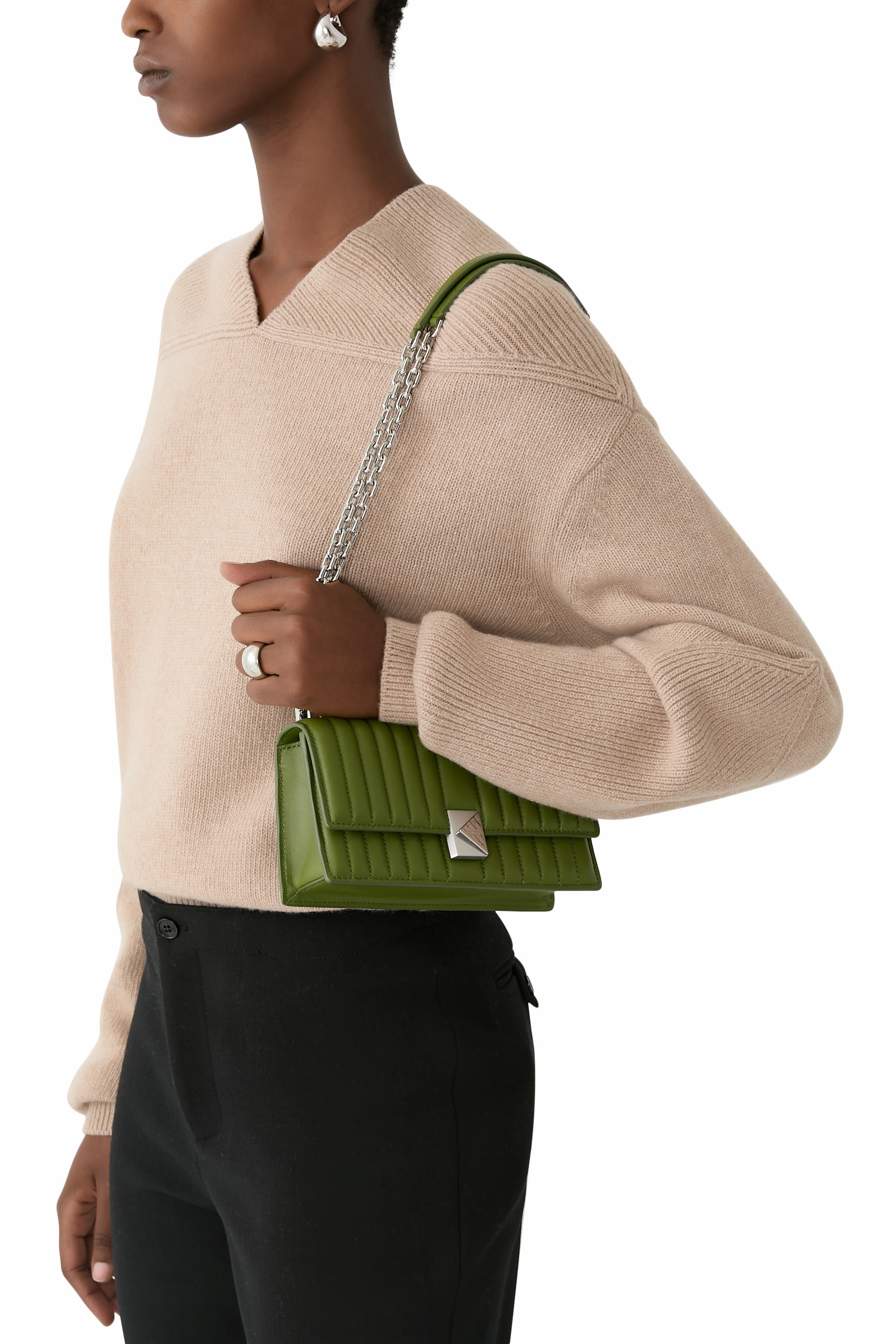 Deco Quilted Leather Mini Flap Chain Crossbody Bag