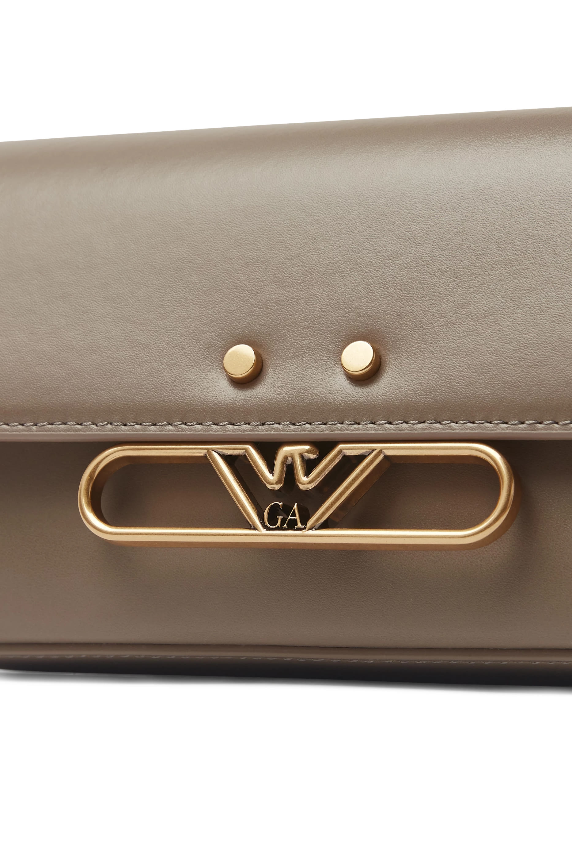 Metal Eagle Logo Smooth Leather Shoulder Bag