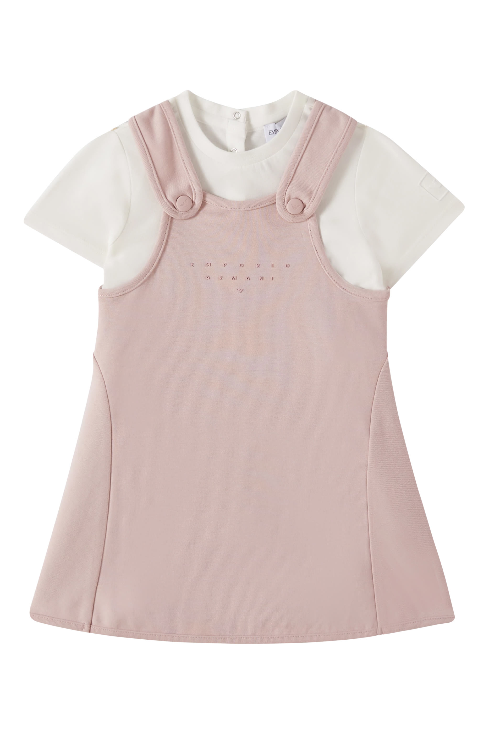 Kids Dungaree Dress and T-Shirt Set