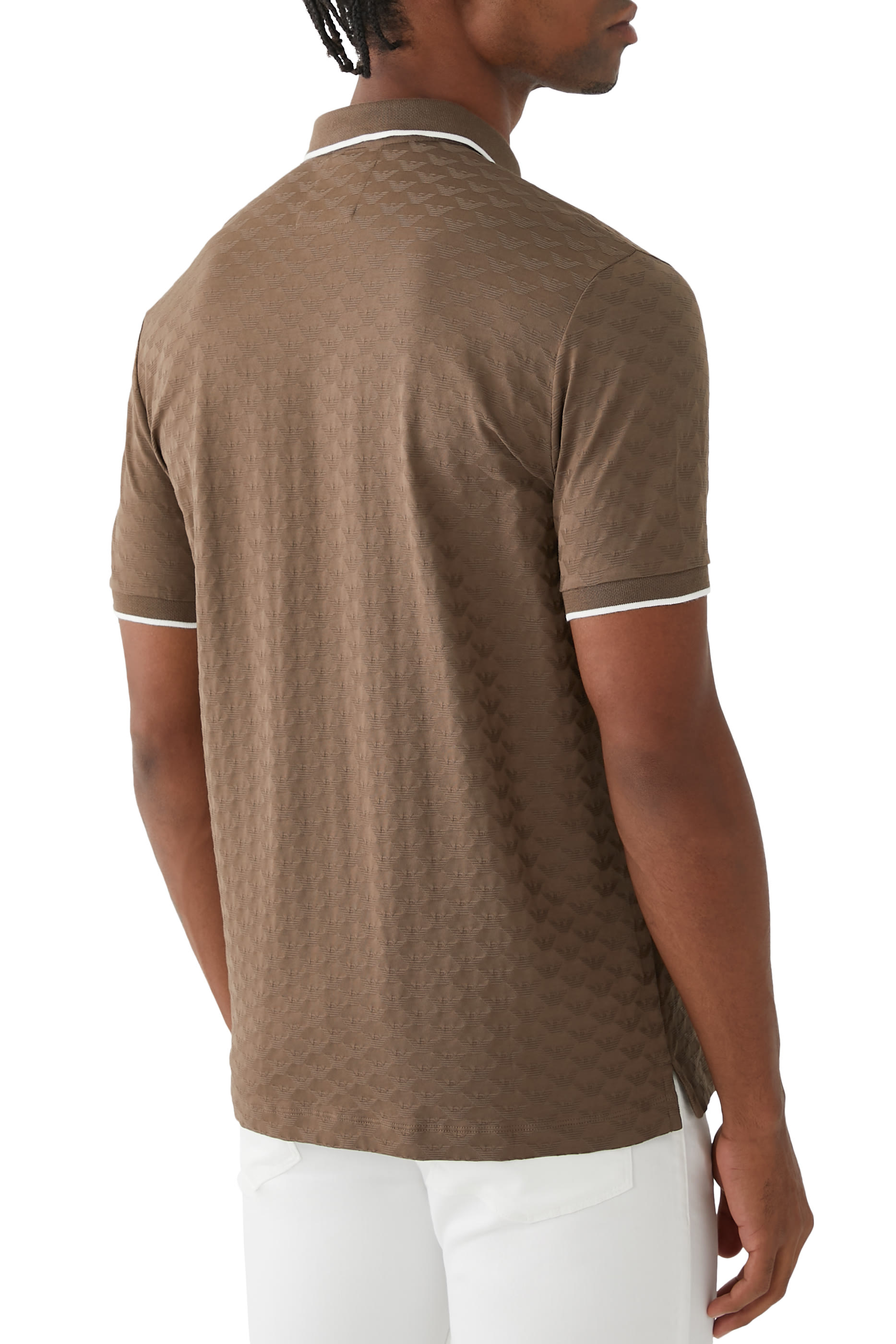 All-Over Jacquard Eagle Mercerised Jersey Polo Shirt