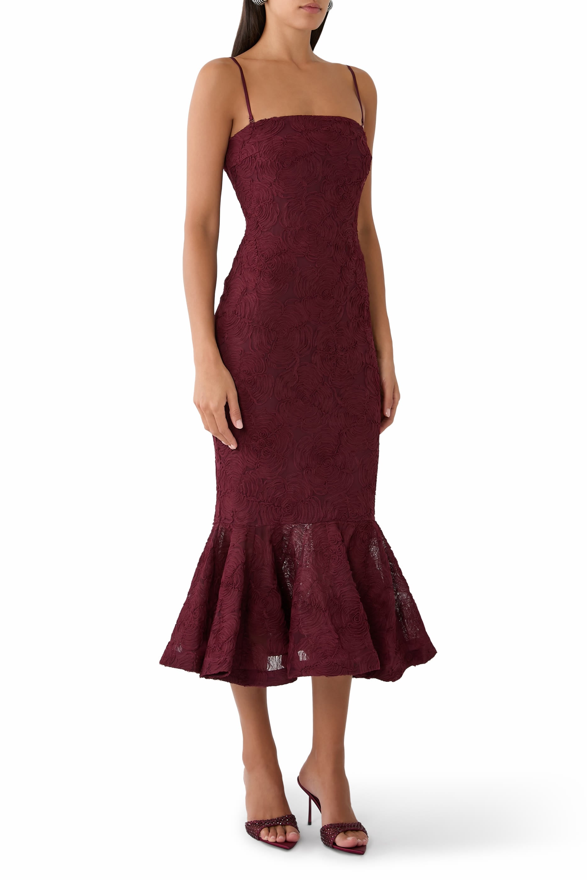 Flower Mesh Flounce Dress