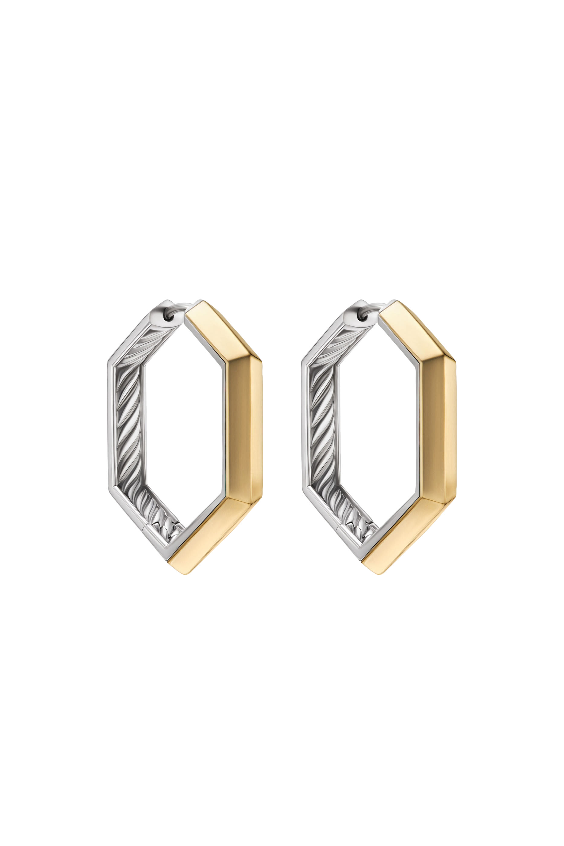 Carlyle Hoop Earrings, 18k Yellow Gold & Sterling Silver