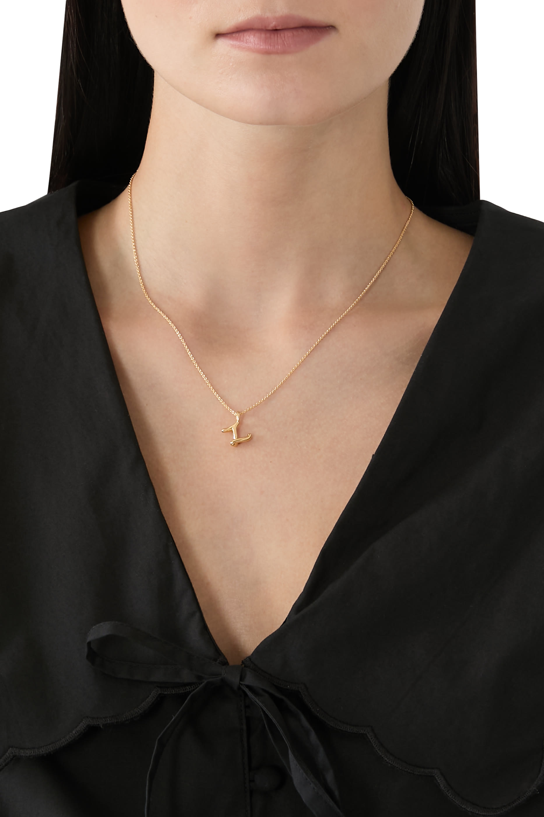 Curly Molten Mini Initial Necklace - Z, 18k Recycled Gold Vermeil on Recycled Sterling Silver