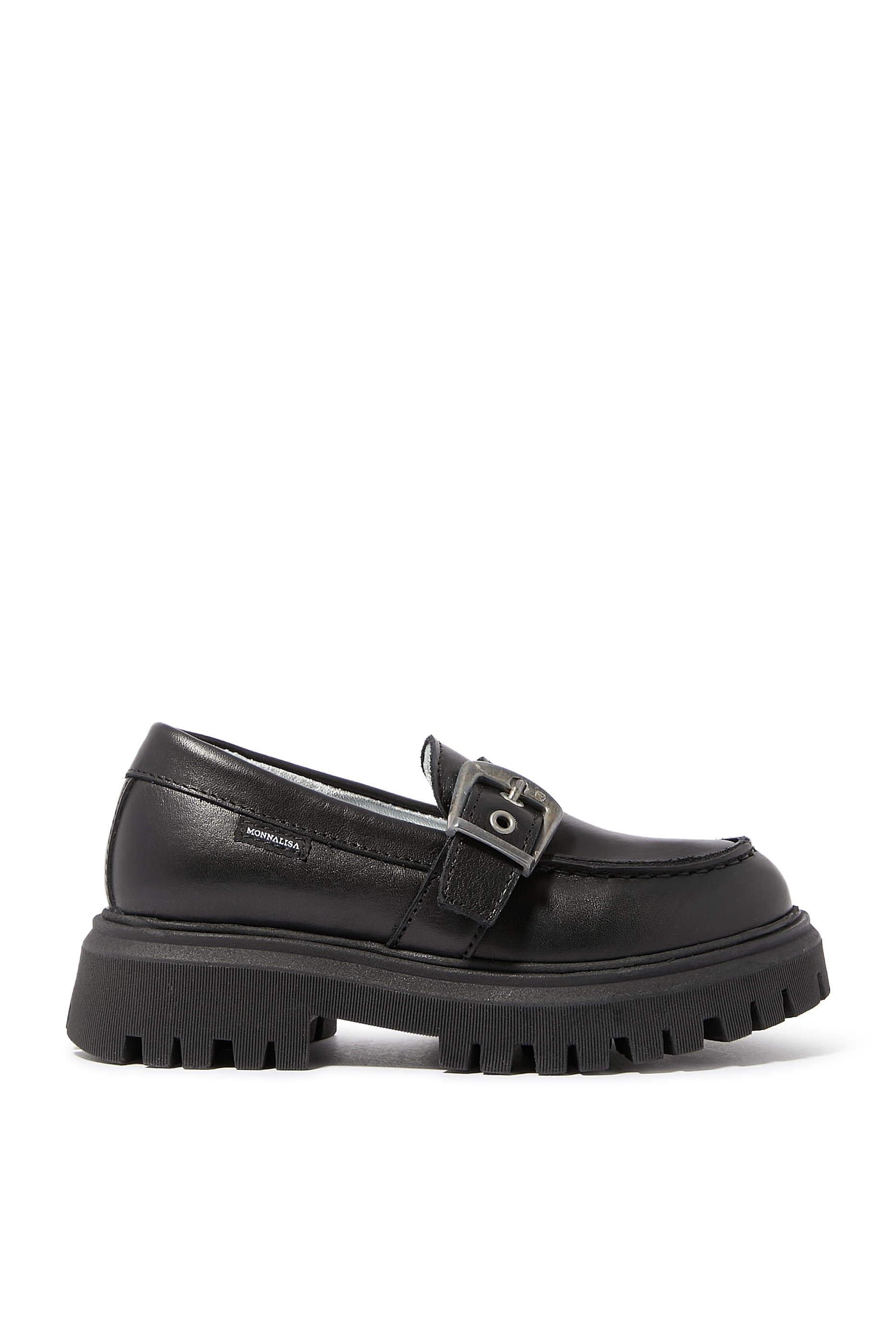 Kids Decorative Buckle Leather Loafers  