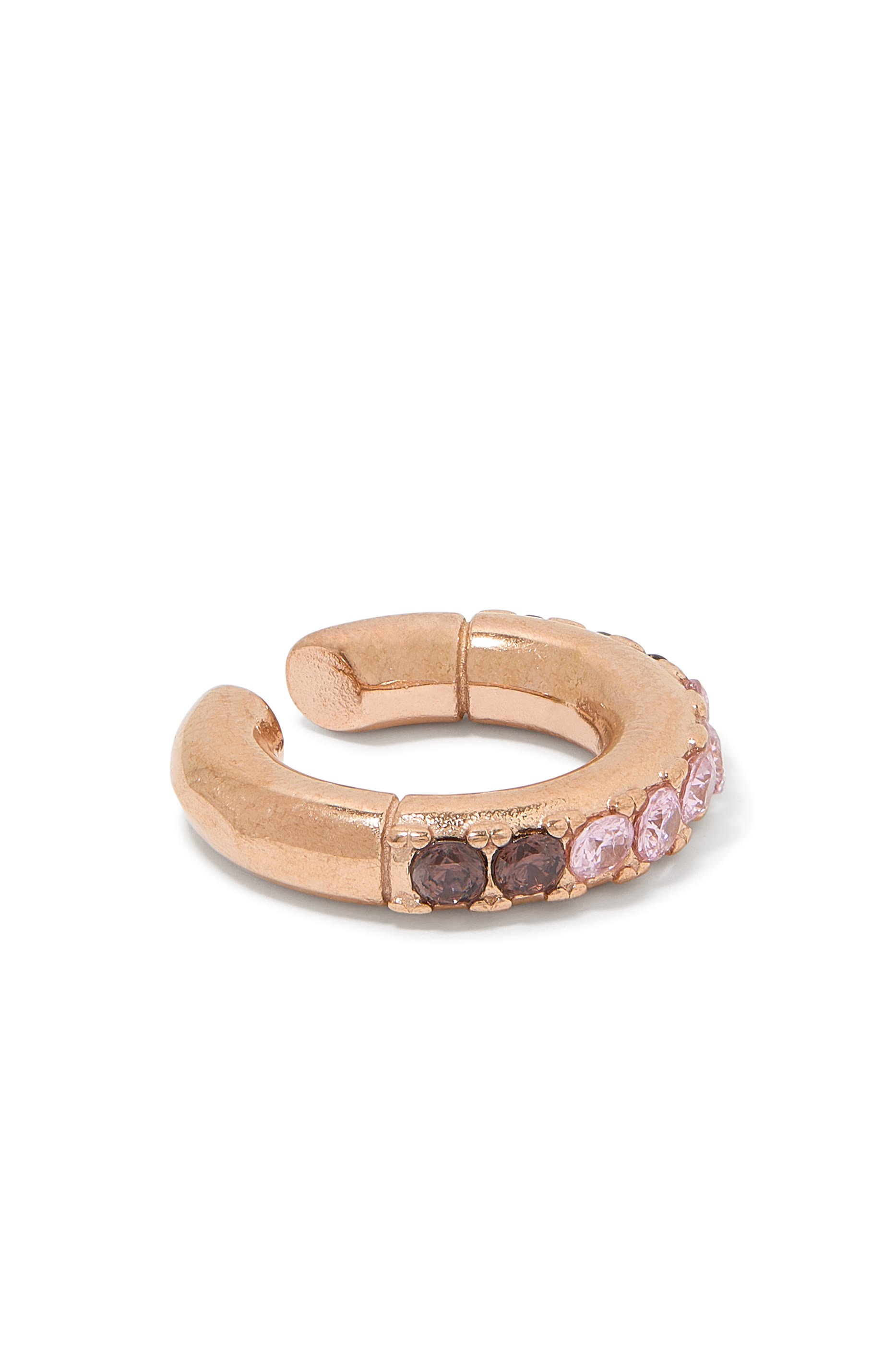 Round Ear Cuff,  Silver-Plated Stainless Steel & Zirconium Oxides