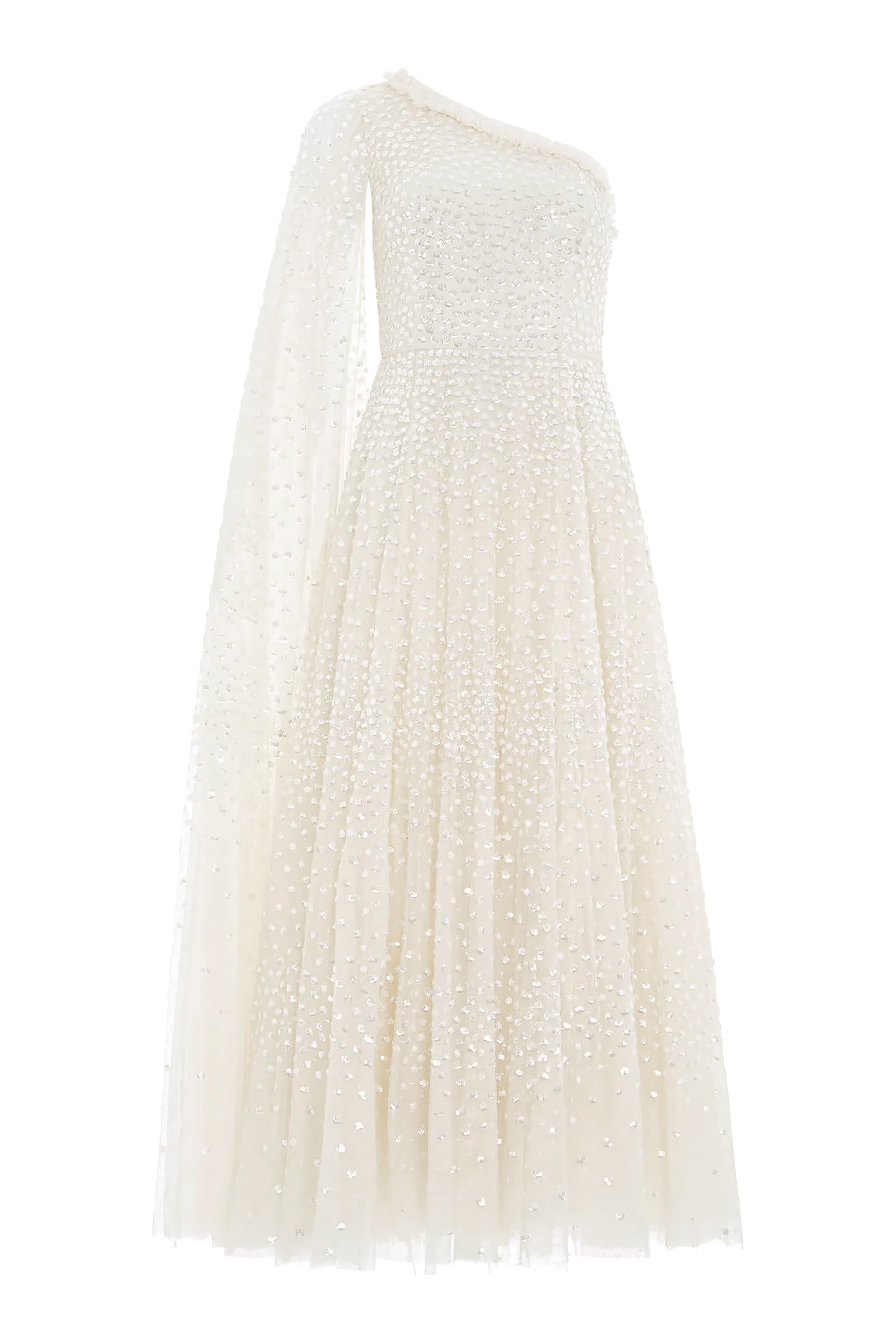 Scatter Dot One-Shoulder Ankle Gown