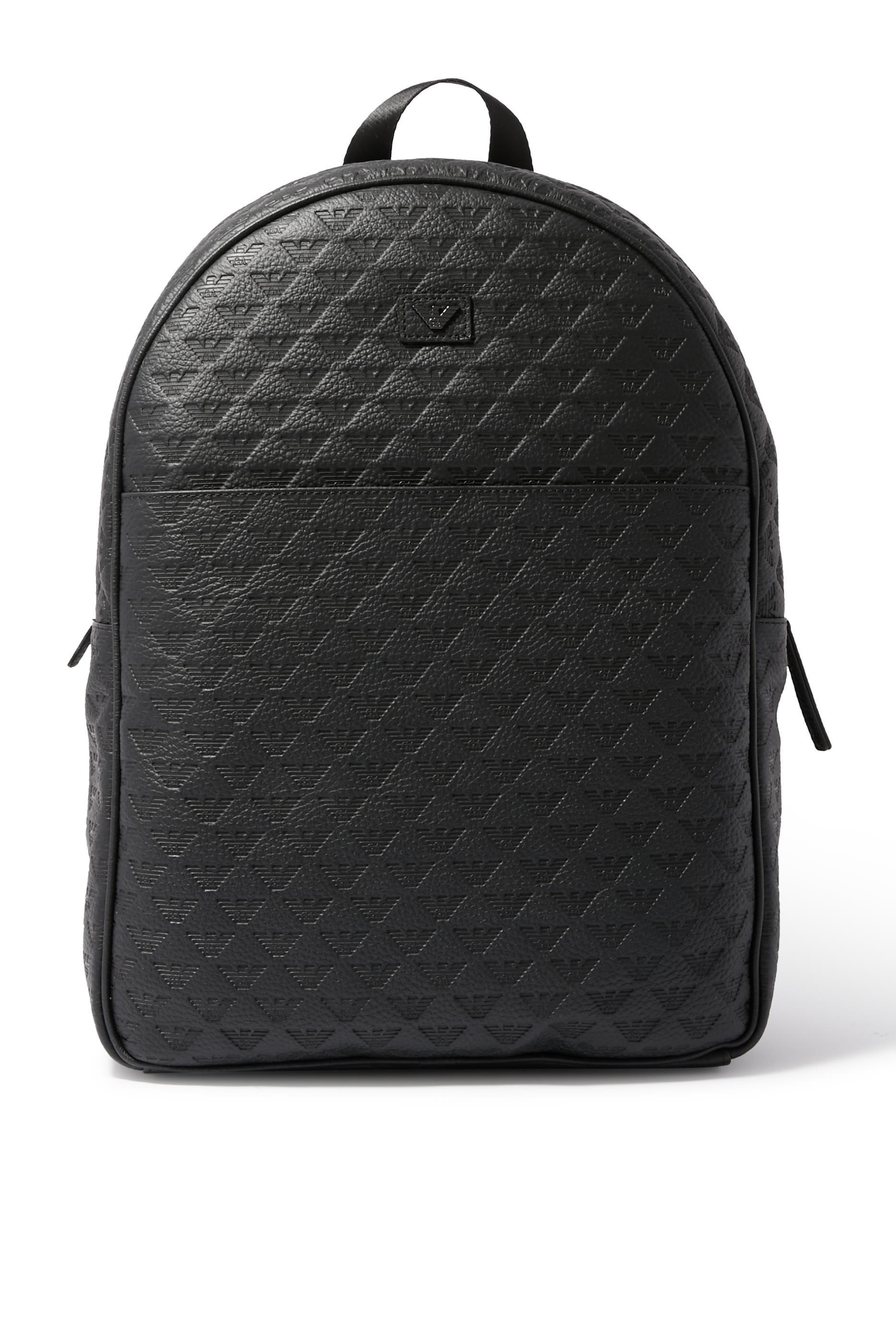 All-Over Eagle Embossed Leather Backpack