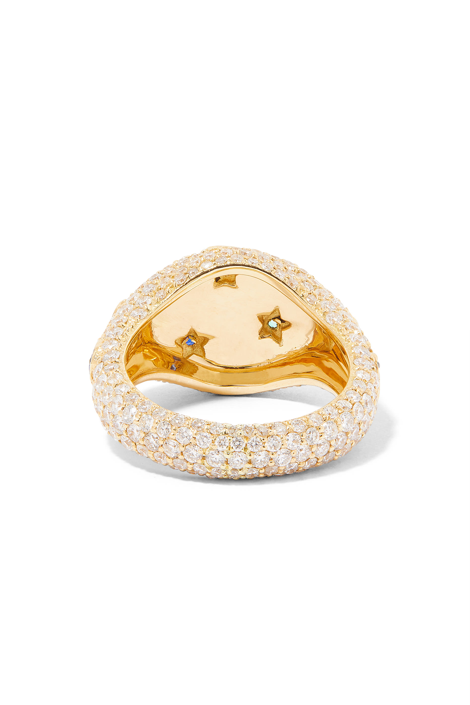 Diamond Hearts Pinky Ring, 18k Yellow Gold & Diamond