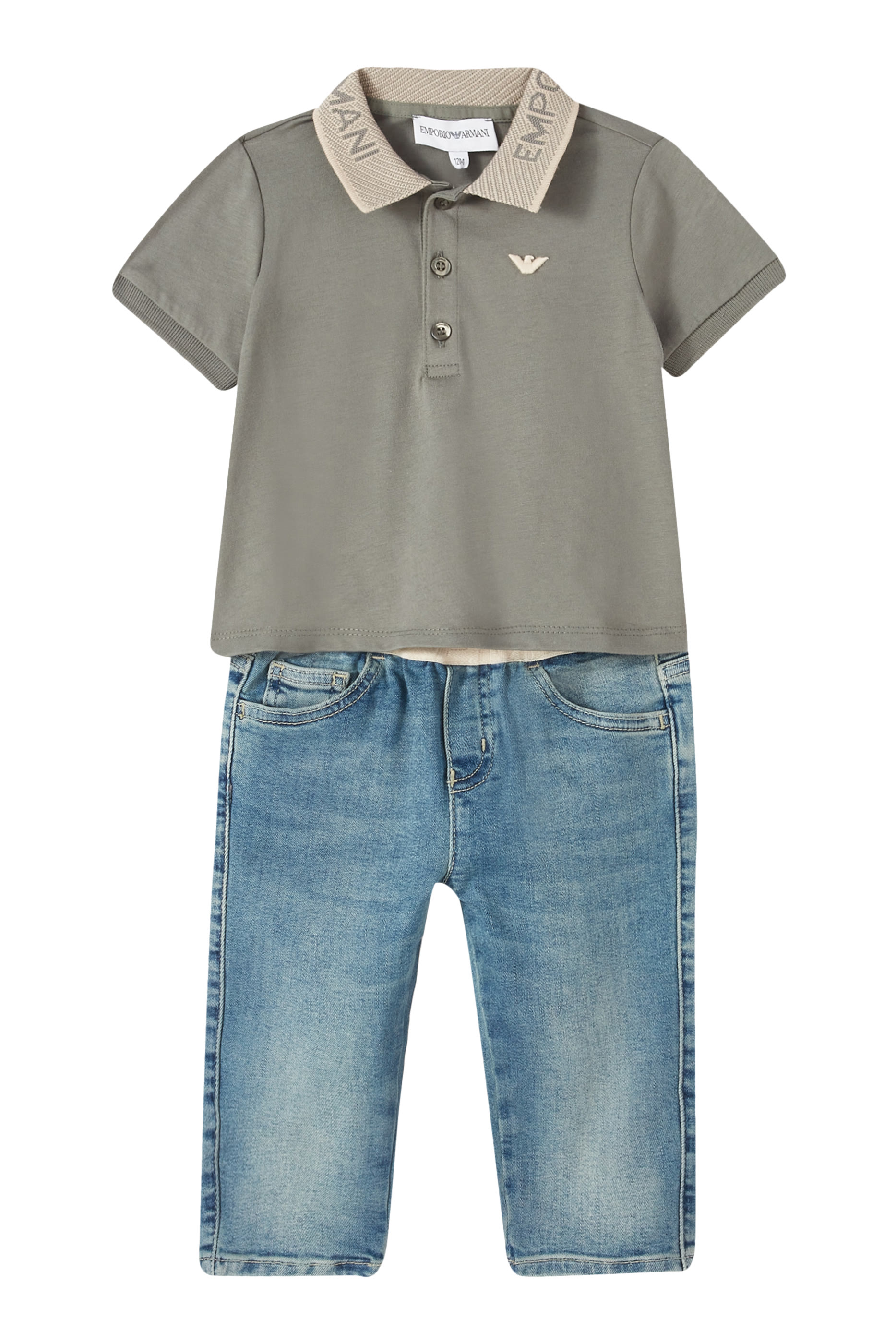 Kids Eagle Embroidered Cotton Polo Shirt