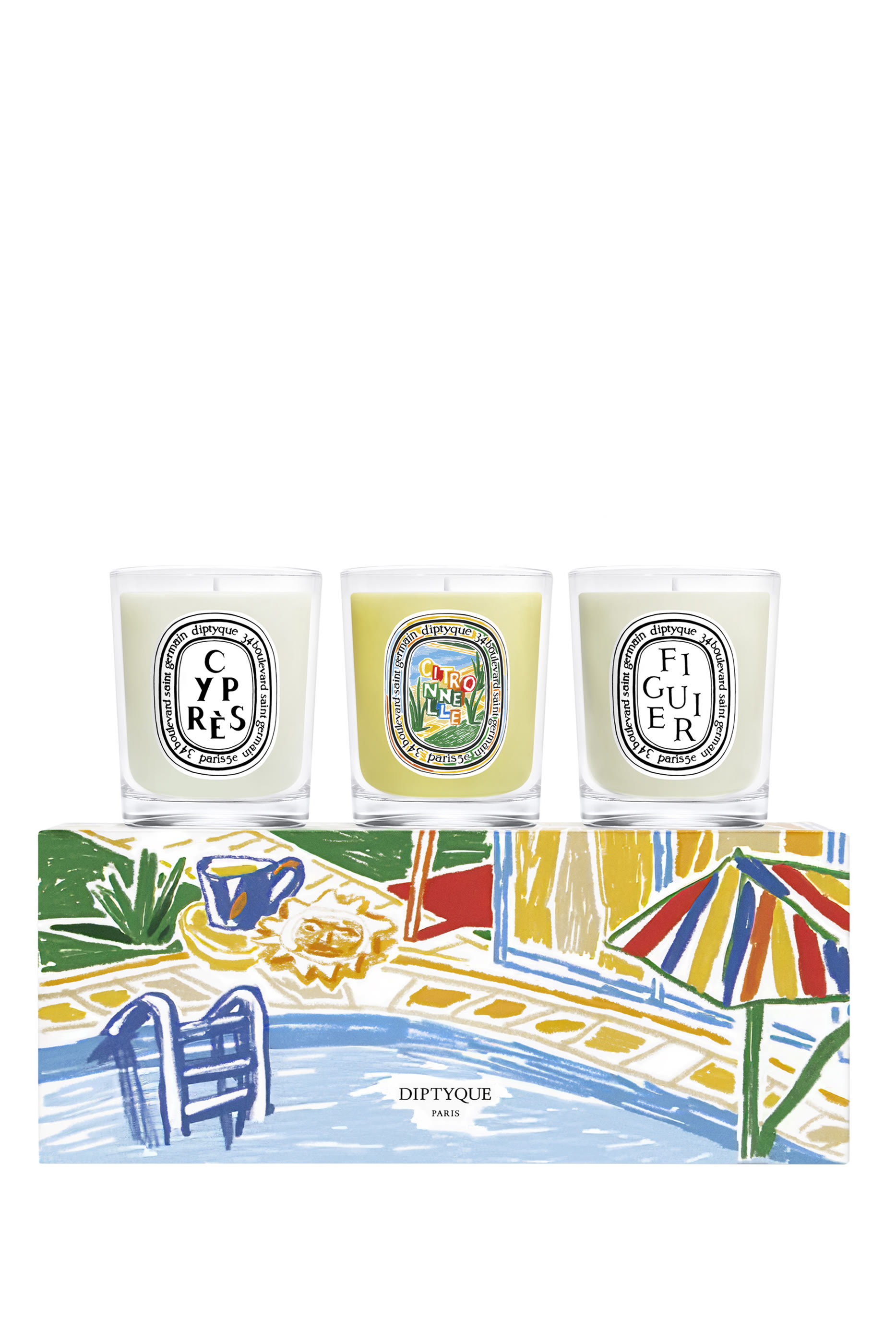 Coffret Cypr&egrave;s, Figuier, Citron Candles, Set of 3