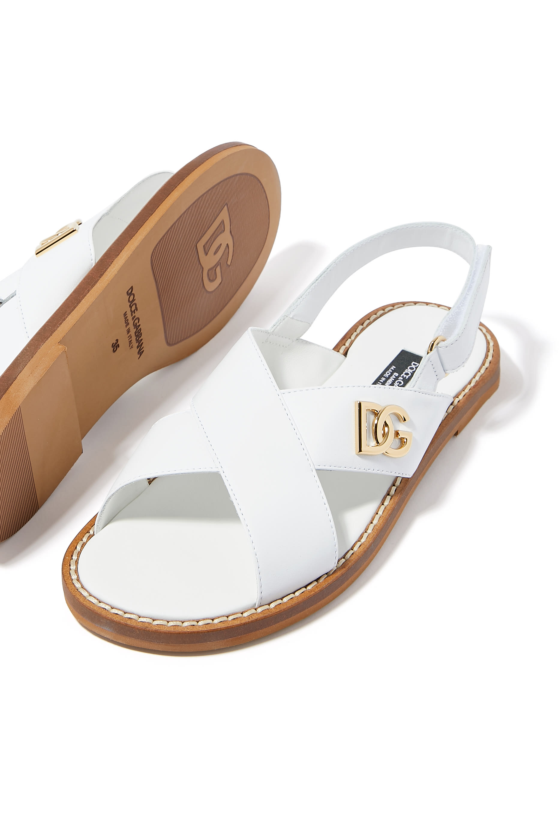 Kids Calfskin Sandals with DG Logo