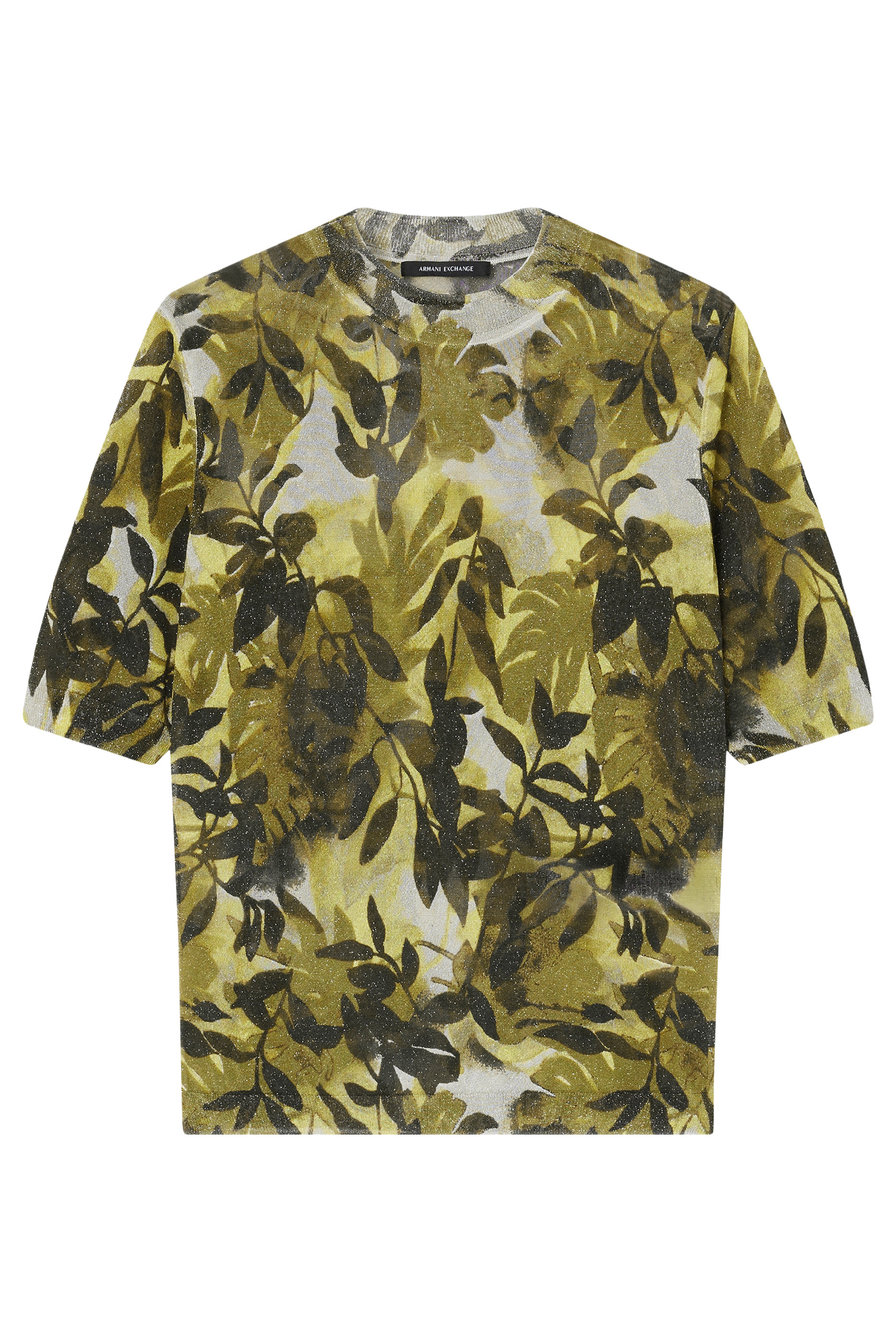Ibiza Leaves Print Short Sleeves Top