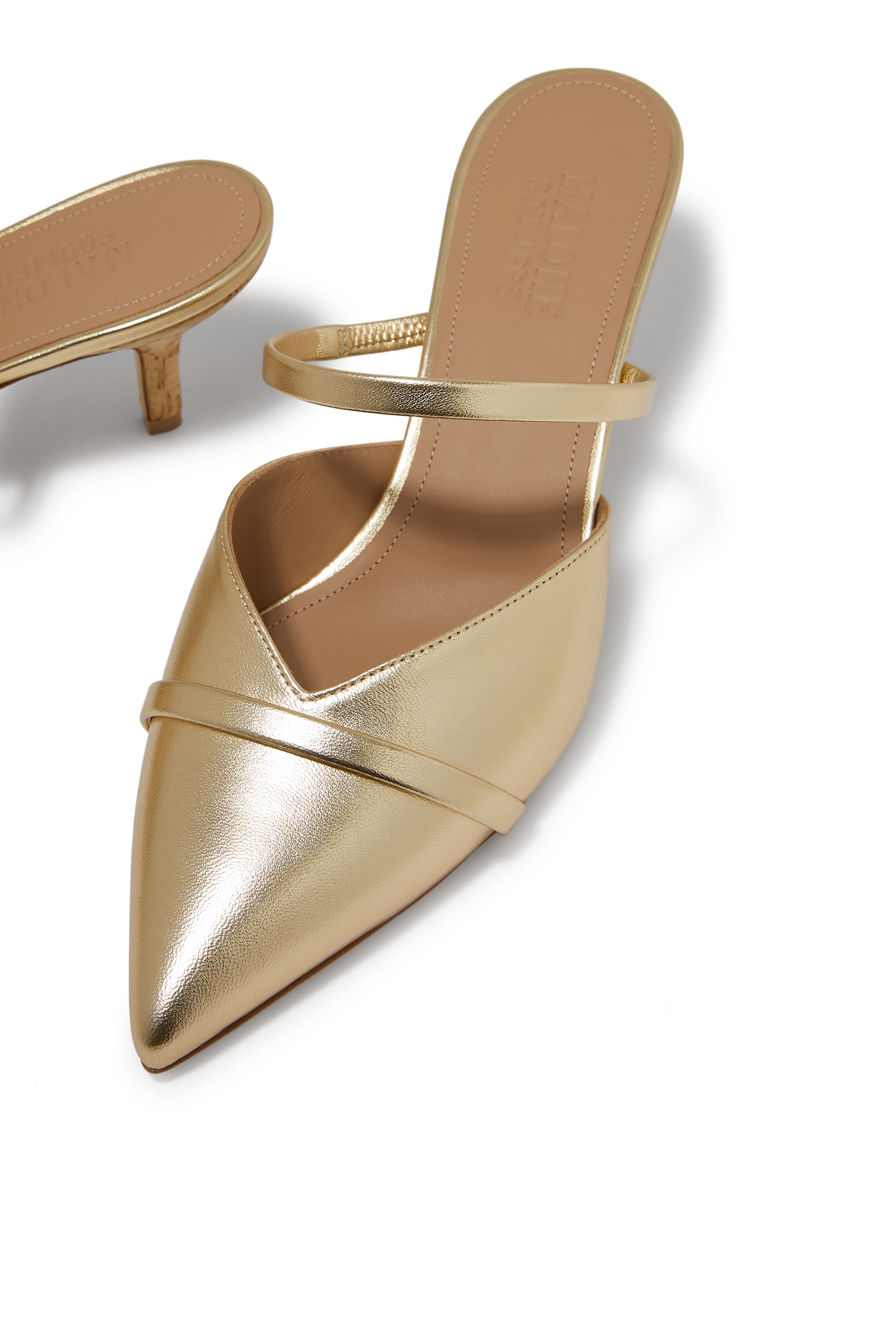 Frankie 45 Gold Leather Kitten Heels