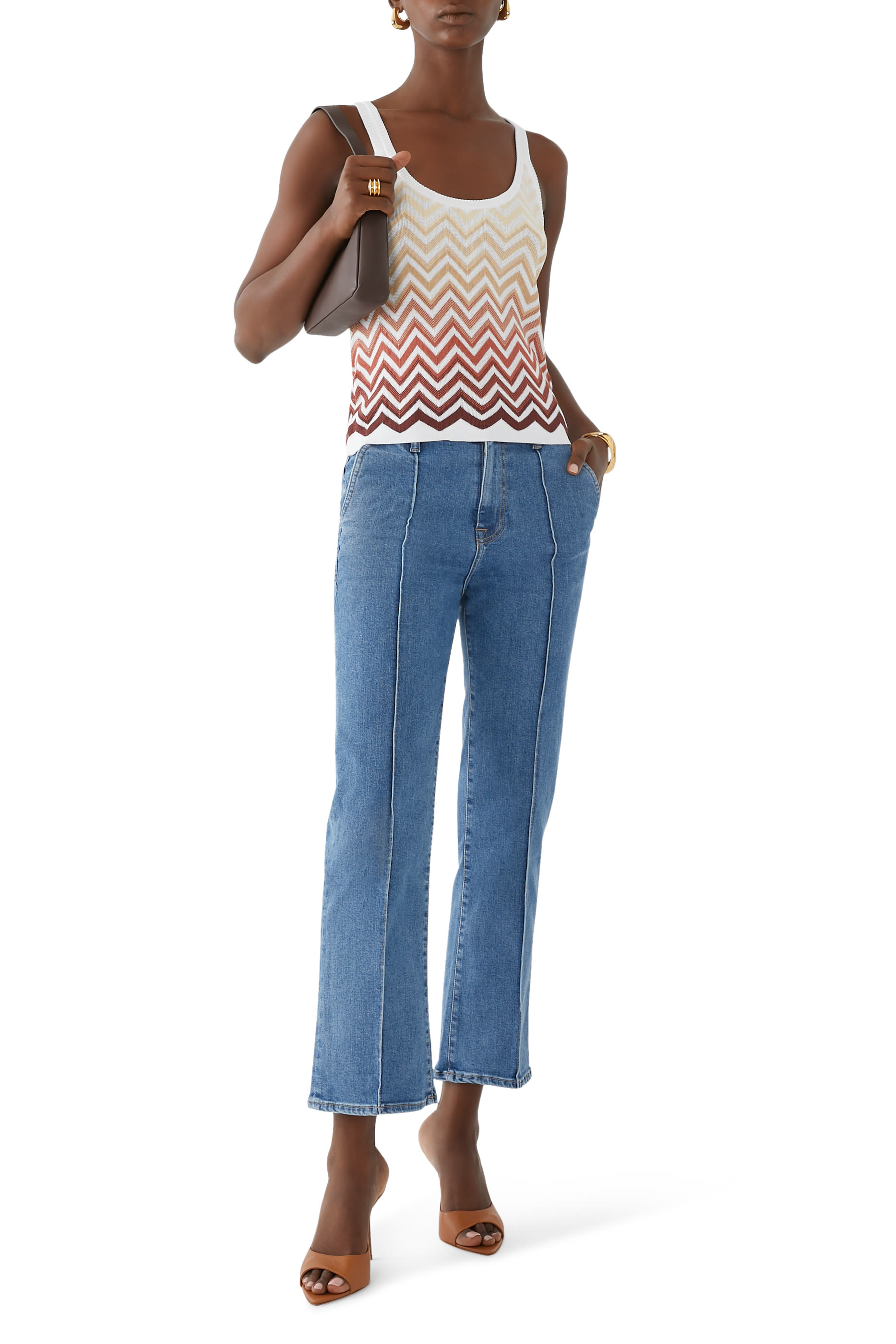 Chevron Jacquard Sleeveless Tank Top